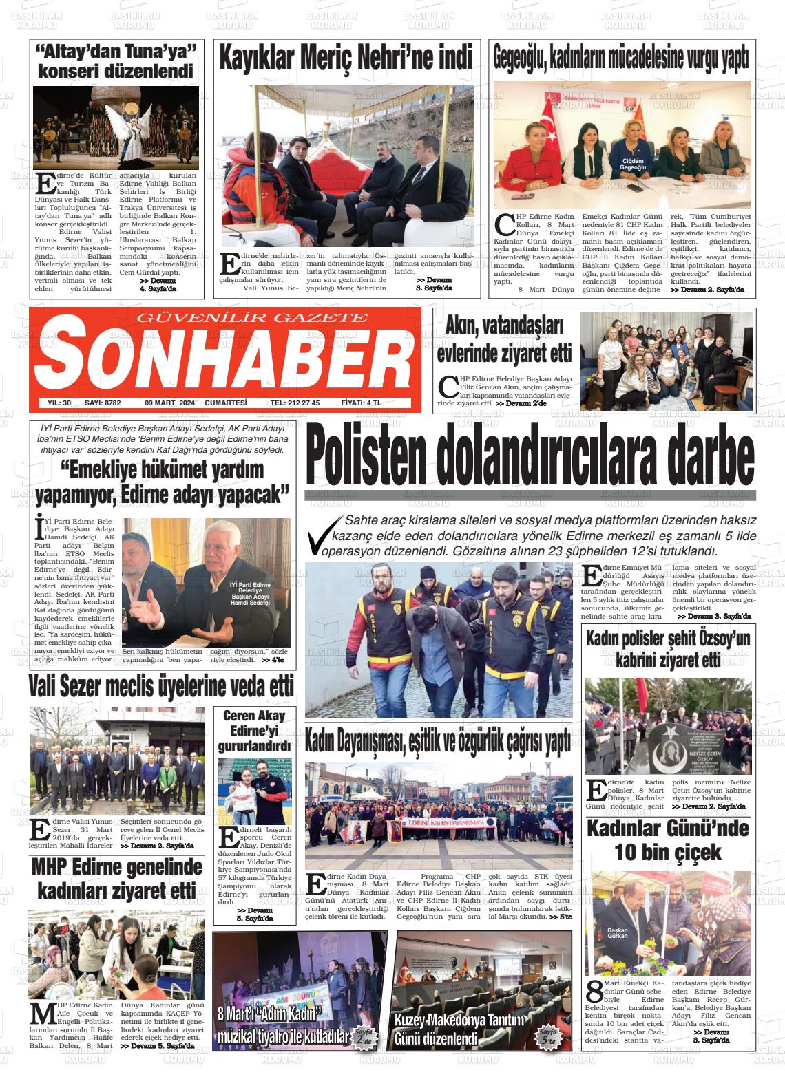 09 Mart 2024 Son Haber  - Edirne Son Haber Gazete Manşeti