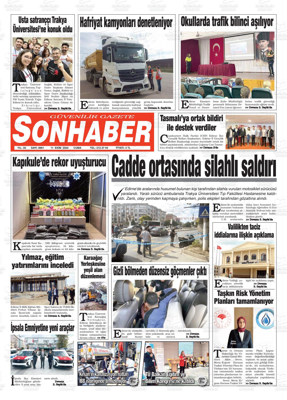 11 Ekim 2024 Son Haber  - Edirne Son Haber Gazete Manşeti