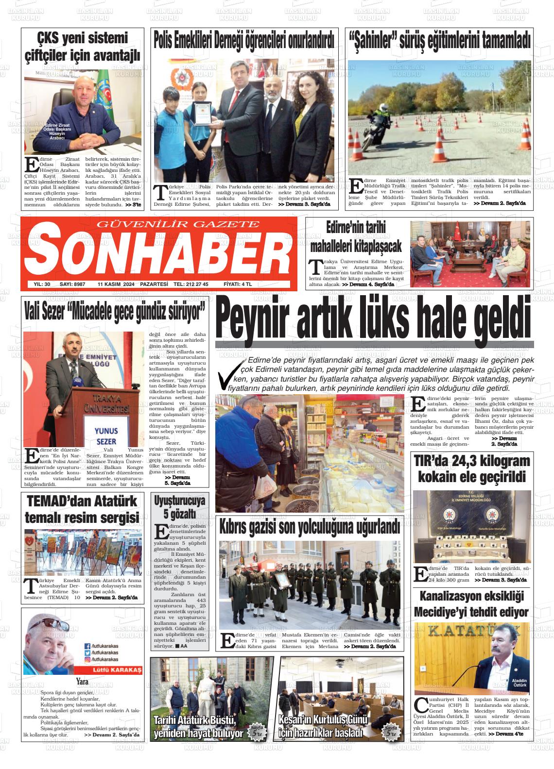 11 Kasım 2024 Son Haber  - Edirne Son Haber Gazete Manşeti