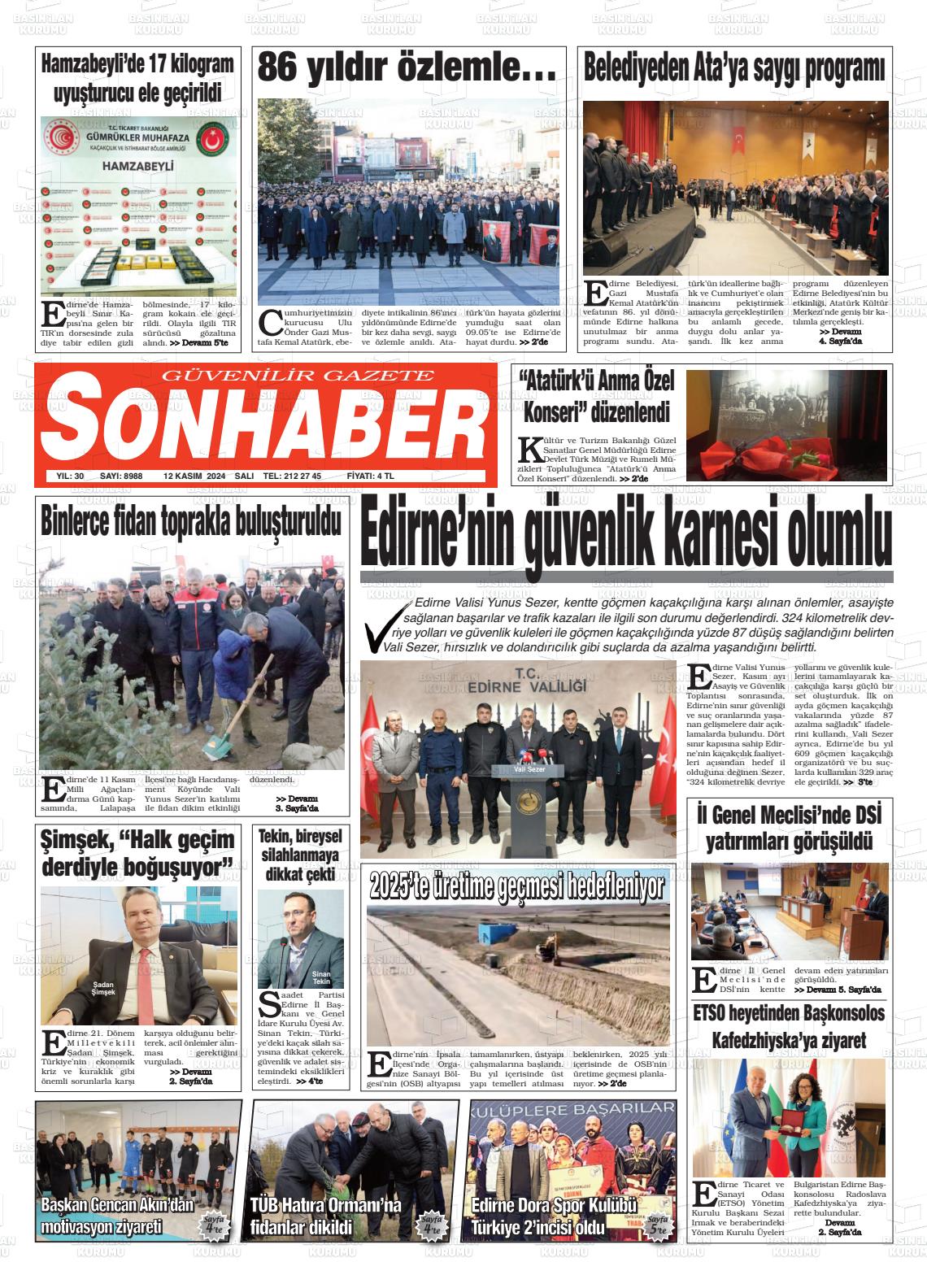 12 Kasım 2024 Son Haber  - Edirne Son Haber Gazete Manşeti