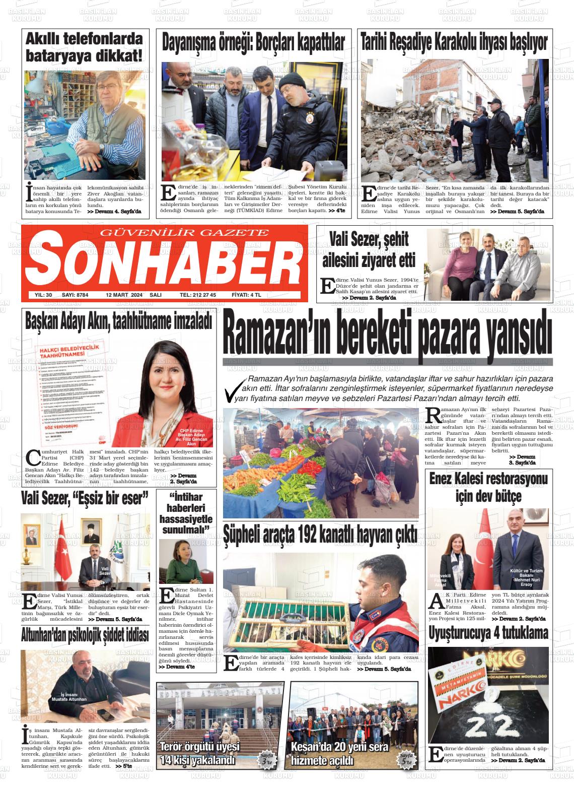 12 Mart 2024 Son Haber  - Edirne Son Haber Gazete Manşeti