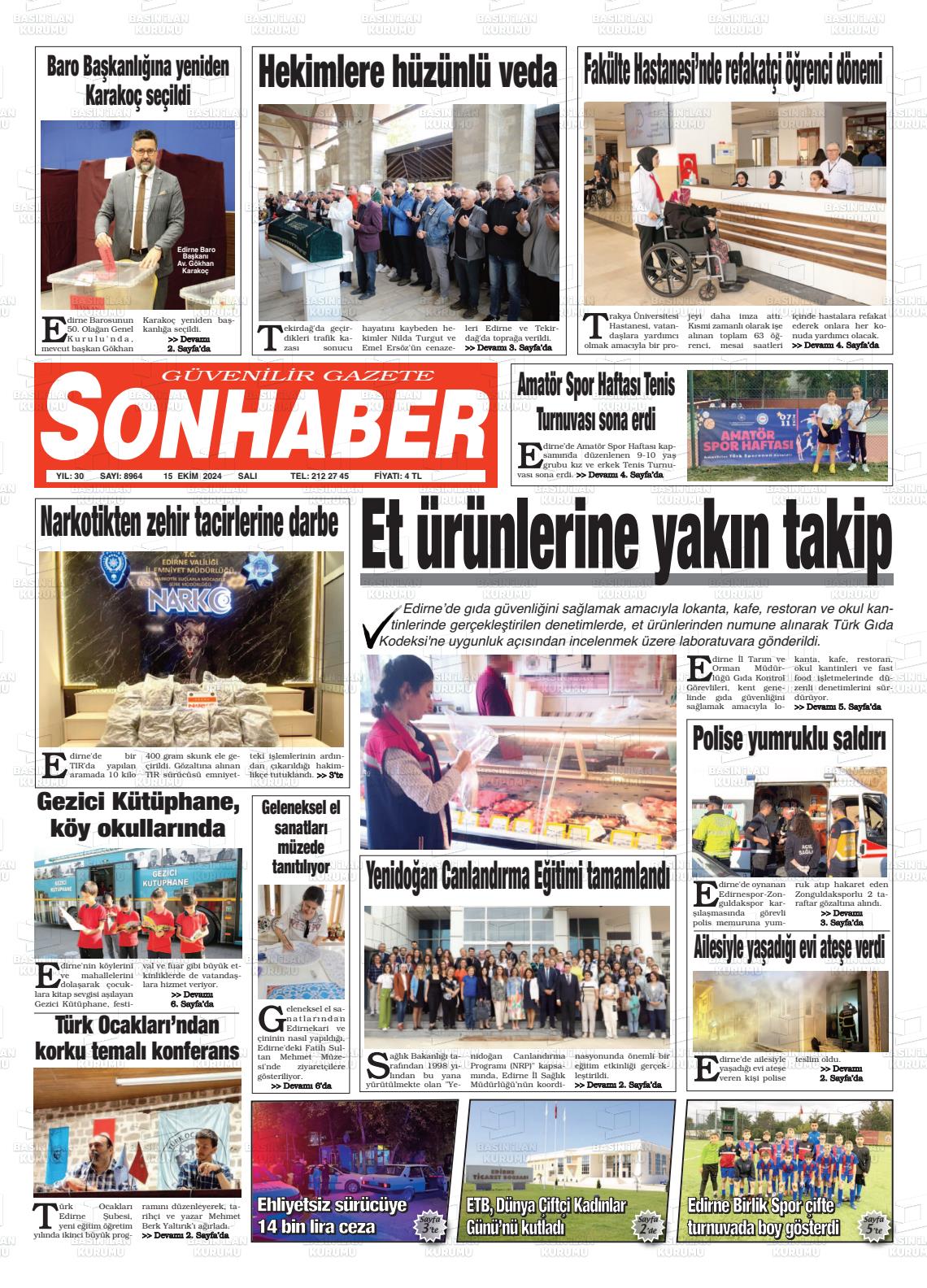 15 Ekim 2024 Son Haber  - Edirne Son Haber Gazete Manşeti