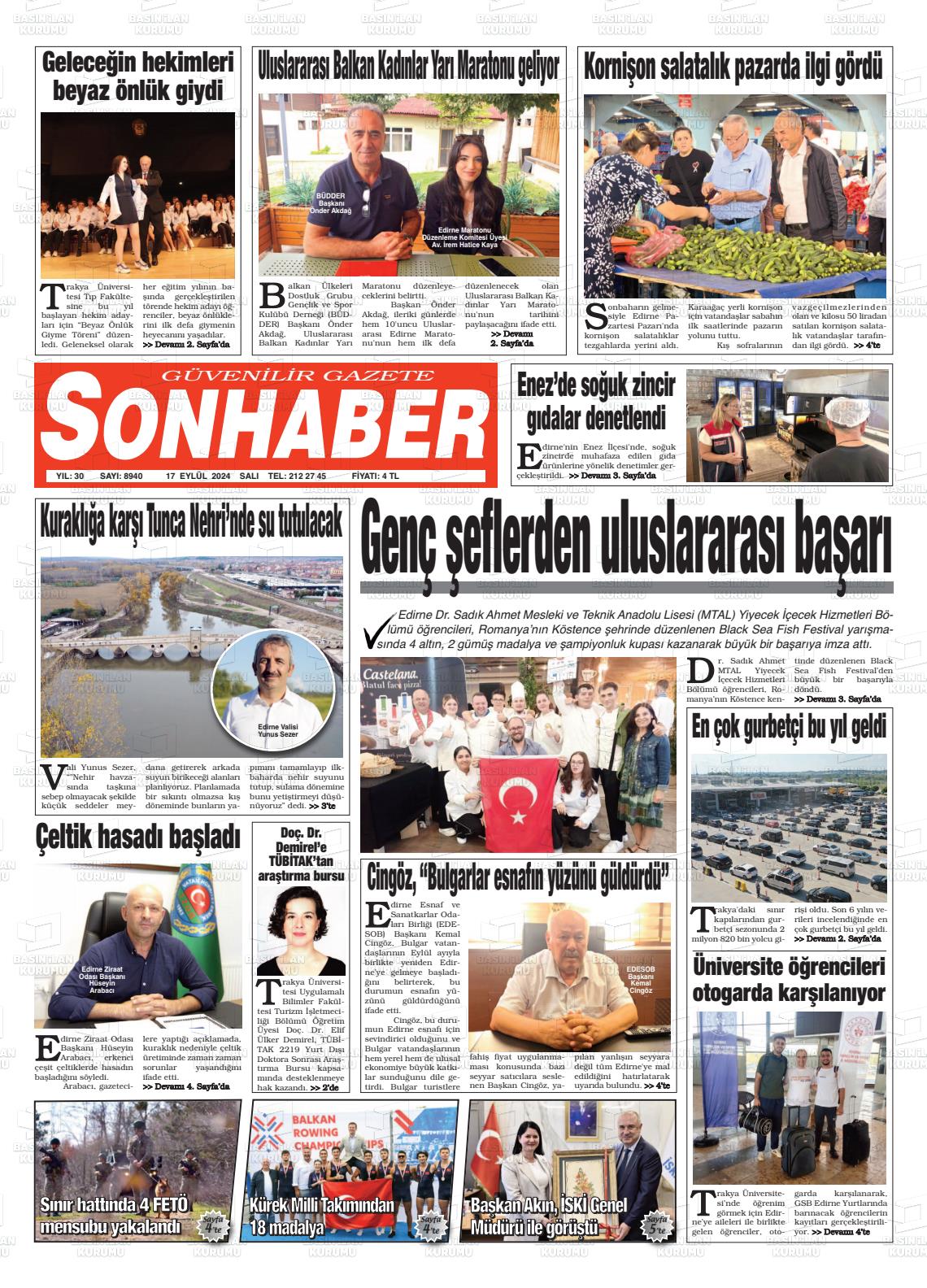 17 Eylül 2024 Son Haber  - Edirne Son Haber Gazete Manşeti