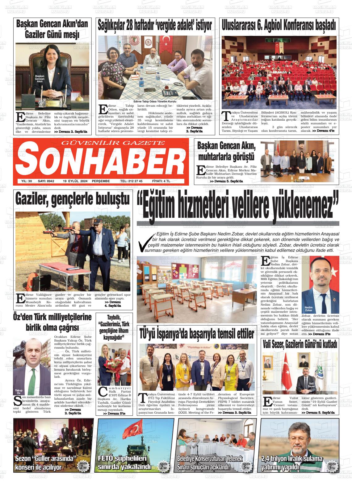 19 Eylül 2024 Son Haber  - Edirne Son Haber Gazete Manşeti