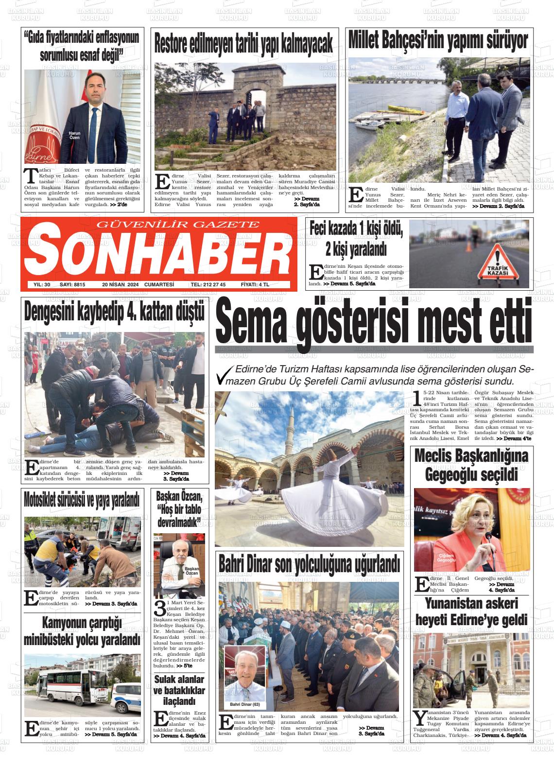 20 Nisan 2024 Son Haber  - Edirne Son Haber Gazete Manşeti