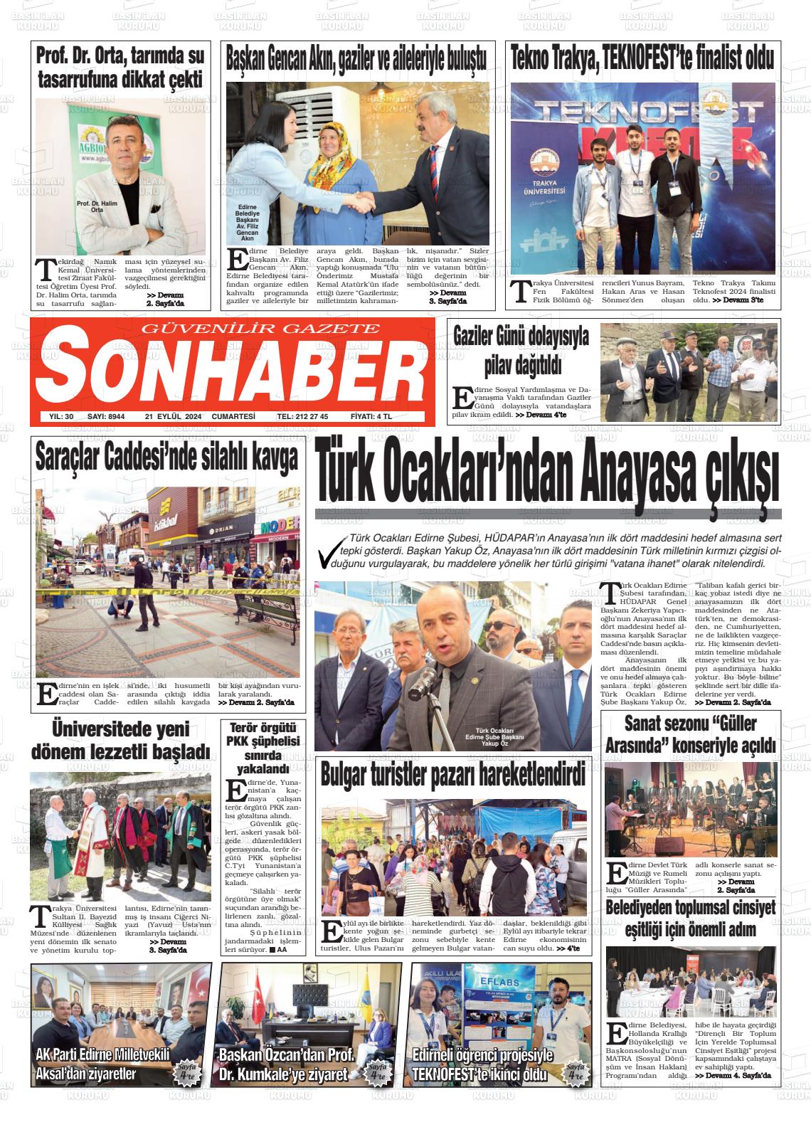 21 Eylül 2024 Son Haber  - Edirne Son Haber Gazete Manşeti