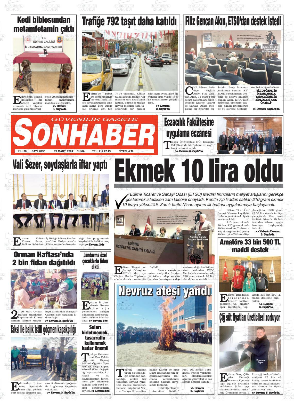 22 Mart 2024 Son Haber  - Edirne Son Haber Gazete Manşeti