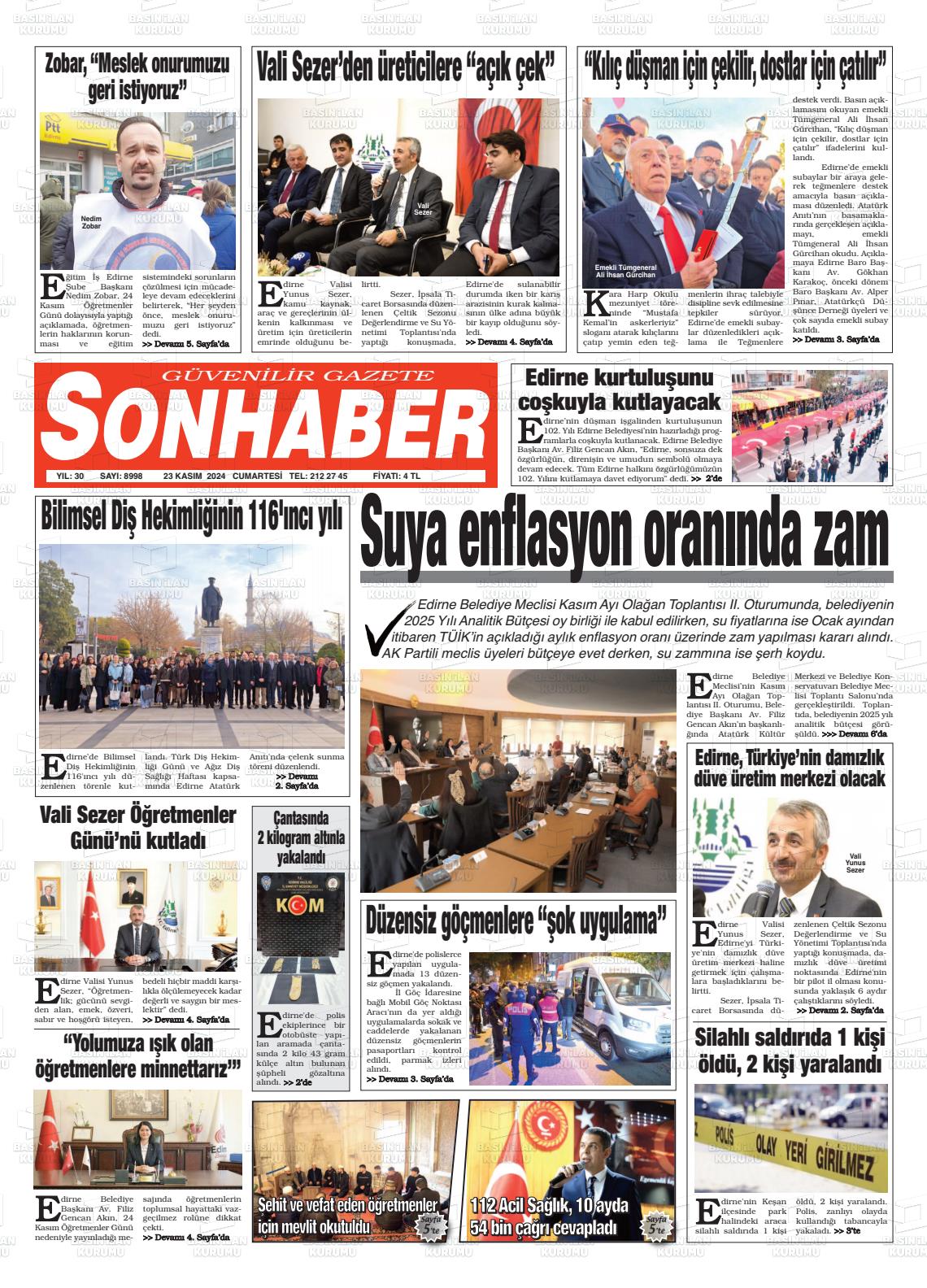 23 Kasım 2024 Son Haber  - Edirne Son Haber Gazete Manşeti