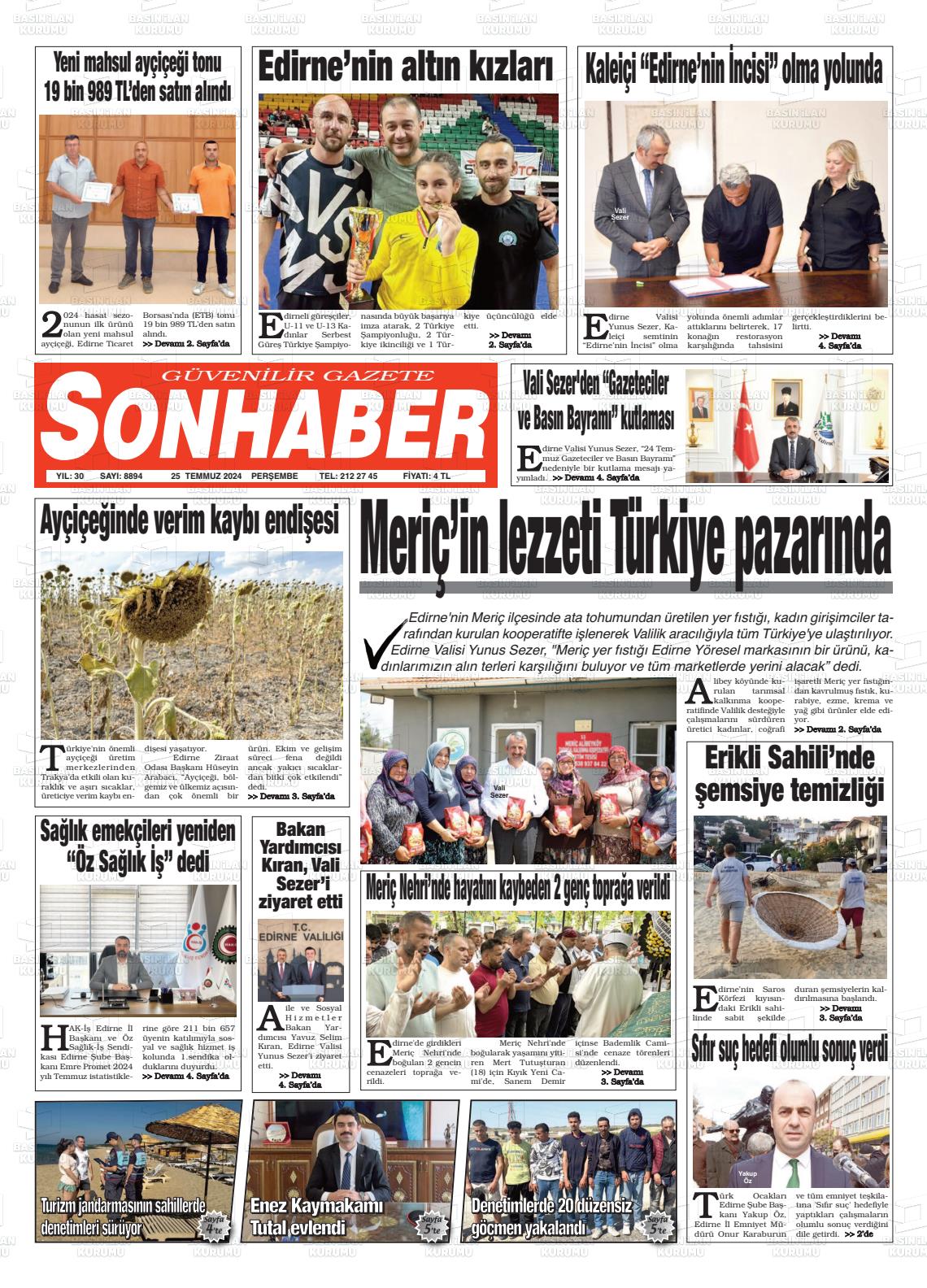 25 Temmuz 2024 Son Haber  - Edirne Son Haber Gazete Manşeti