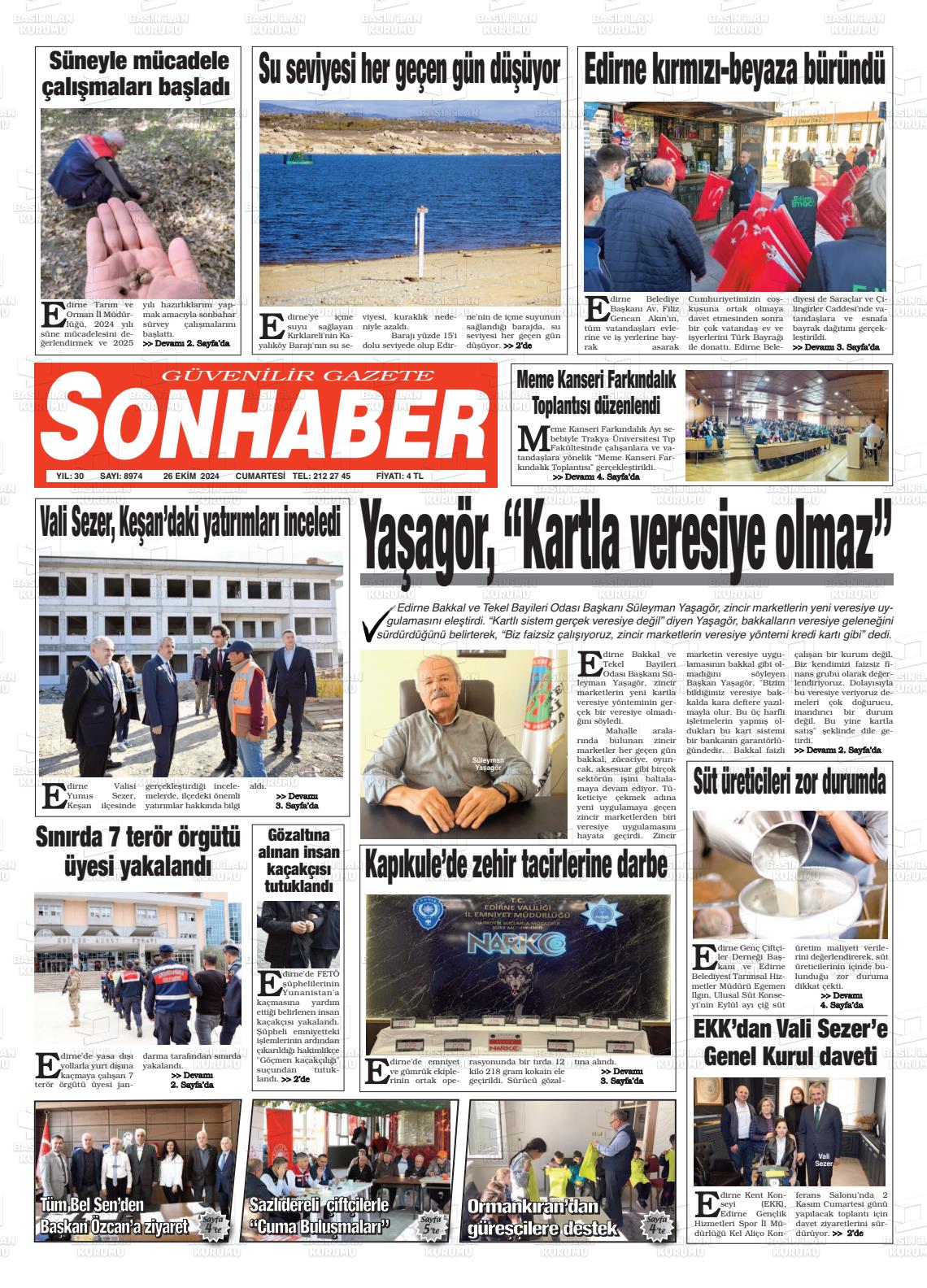 26 Ekim 2024 Son Haber  - Edirne Son Haber Gazete Manşeti