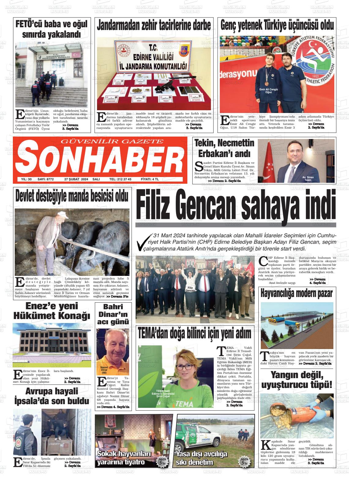 27 Şubat 2024 Son Haber  - Edirne Son Haber Gazete Manşeti