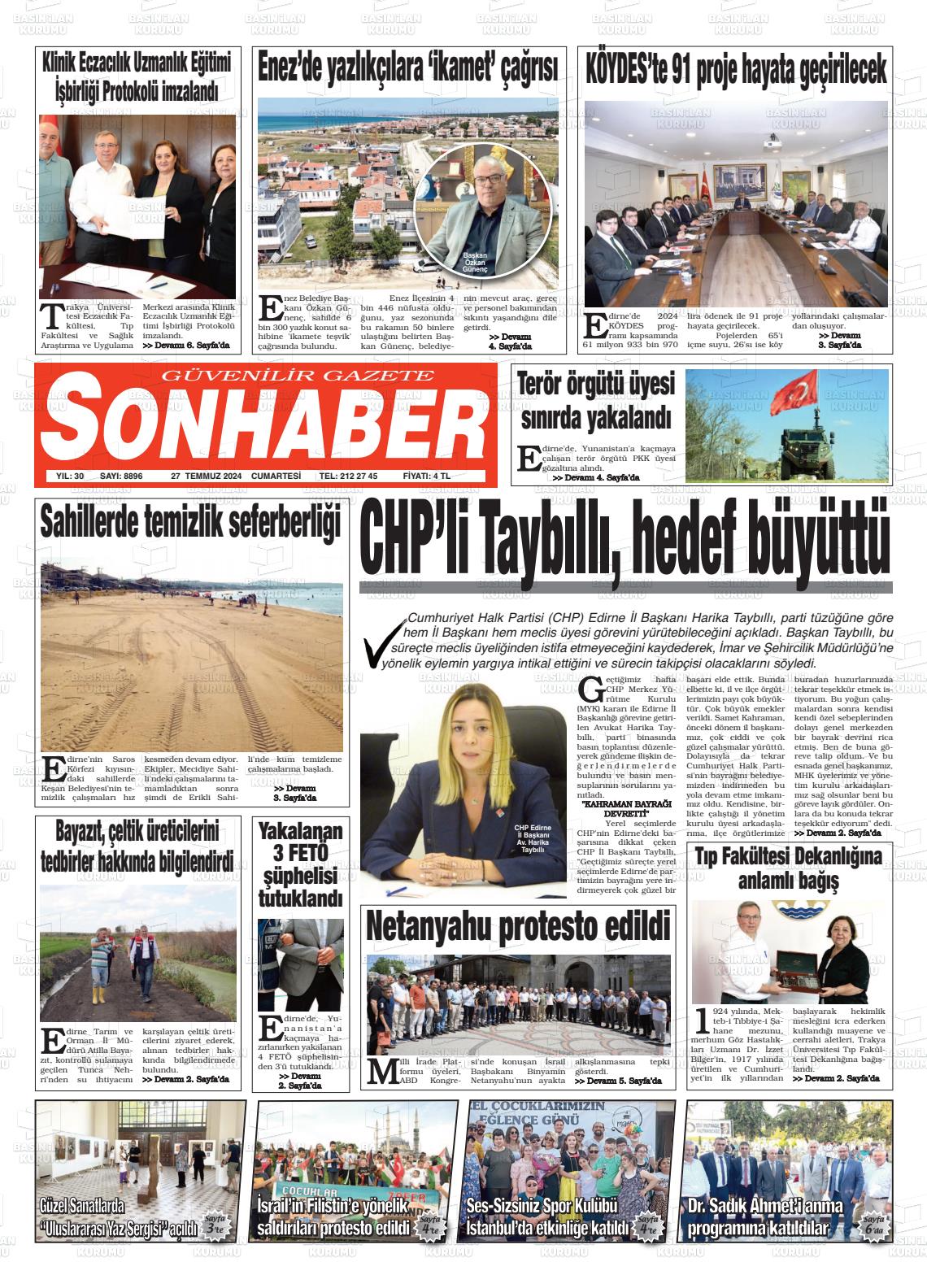 27 Temmuz 2024 Son Haber  - Edirne Son Haber Gazete Manşeti