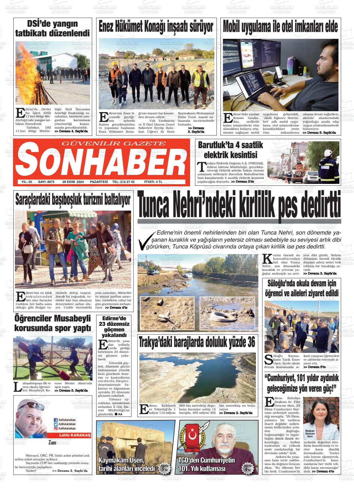 28 Ekim 2024 Son Haber  - Edirne Son Haber Gazete Manşeti