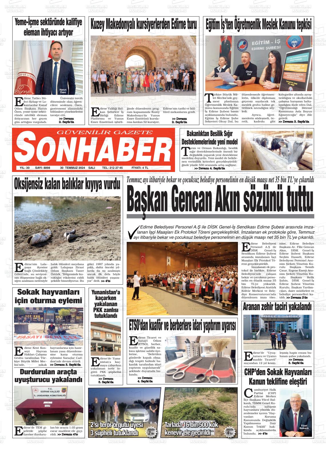 30 Temmuz 2024 Son Haber  - Edirne Son Haber Gazete Manşeti