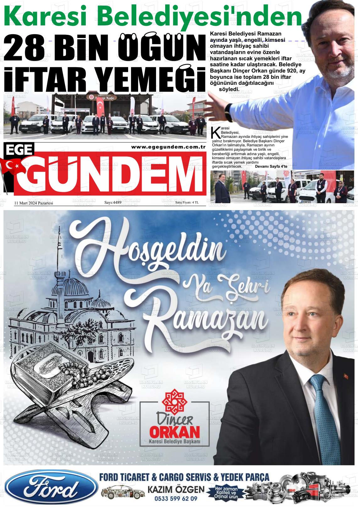 11 Mart 2024 Ege Gündem Gazete Manşeti