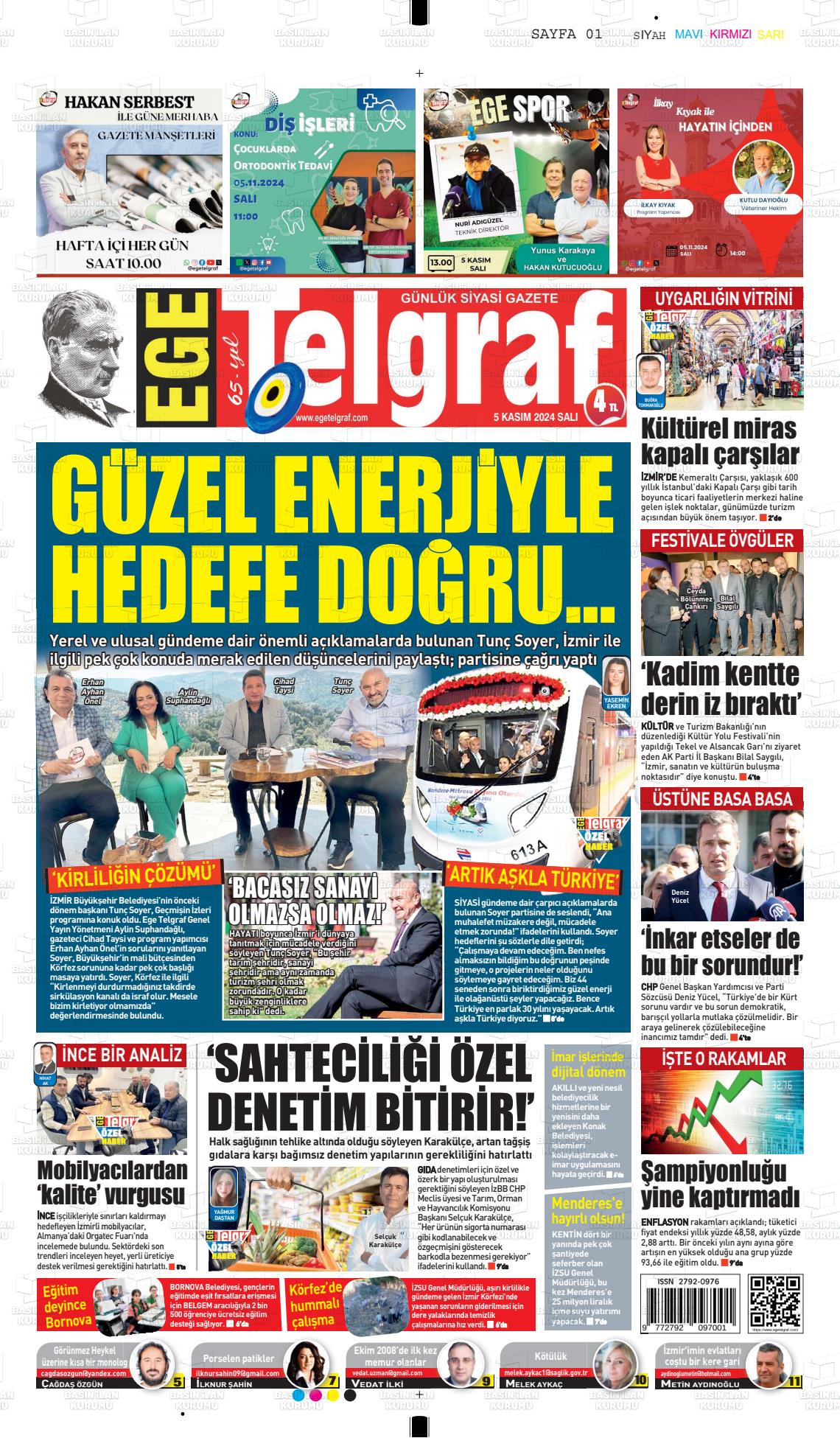 05 Kasım 2024 Ege Telgraf Gazete Manşeti