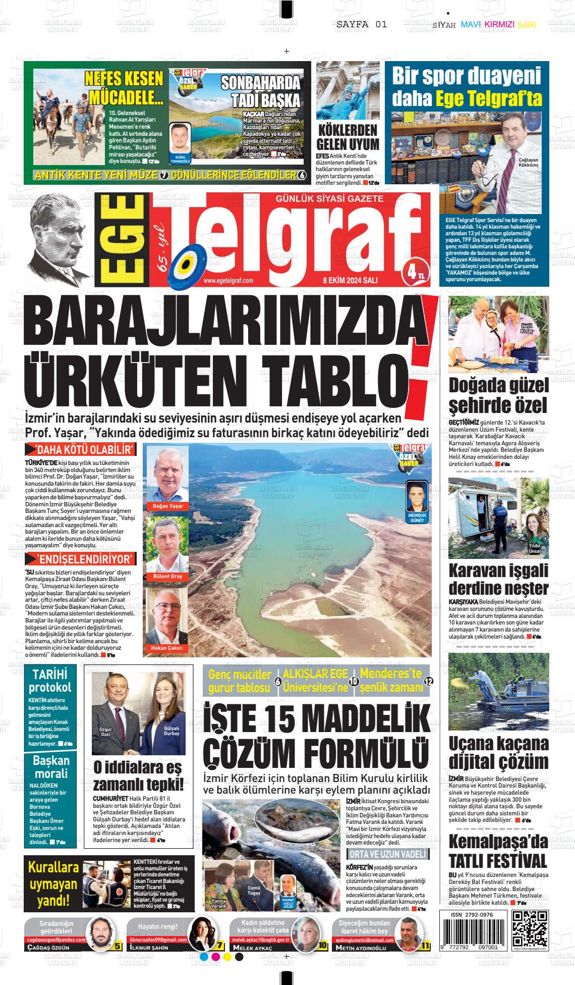 08 Ekim 2024 Ege Telgraf Gazete Manşeti