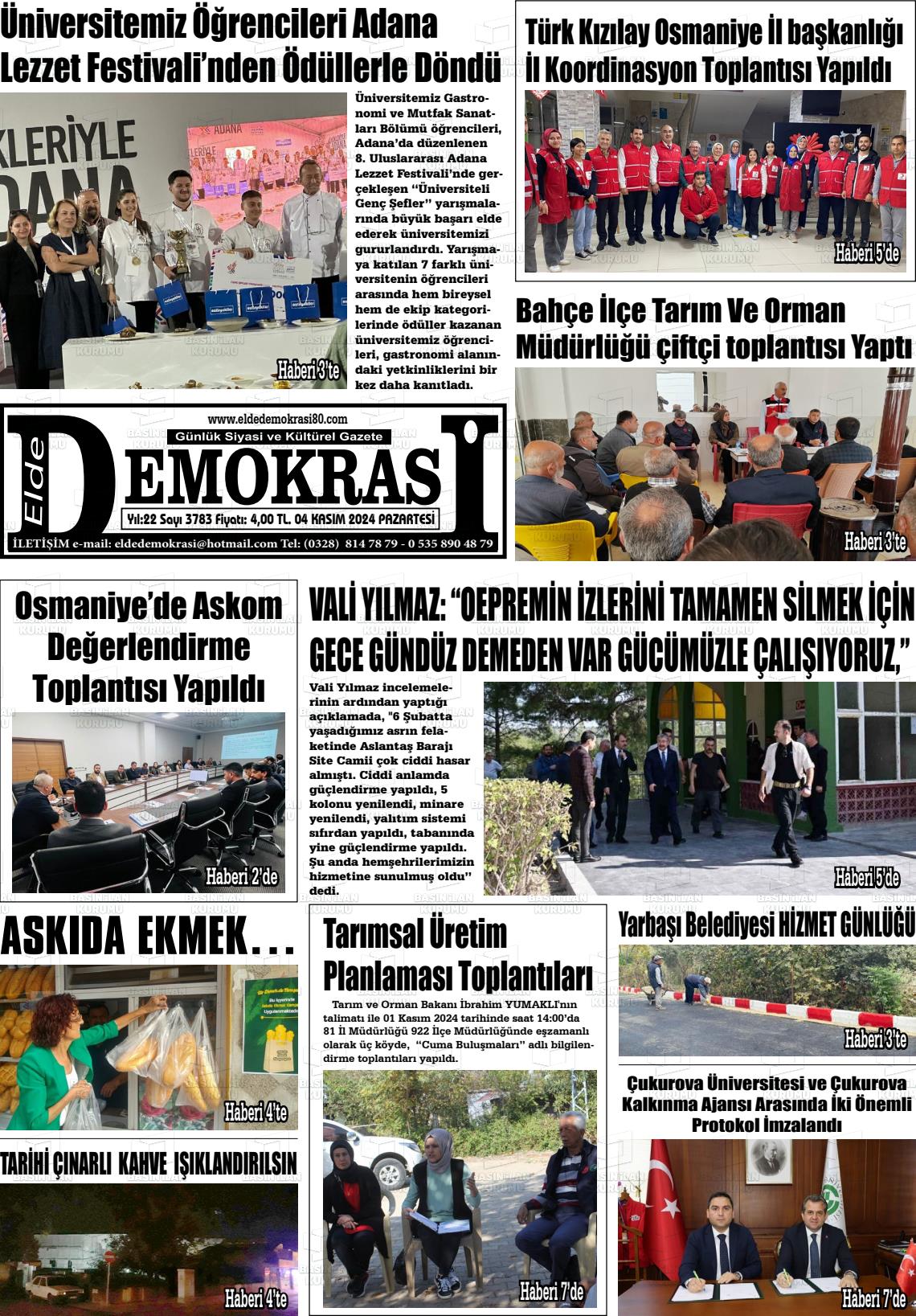 04 Kasım 2024 Elde Demokrasi Gazete Manşeti