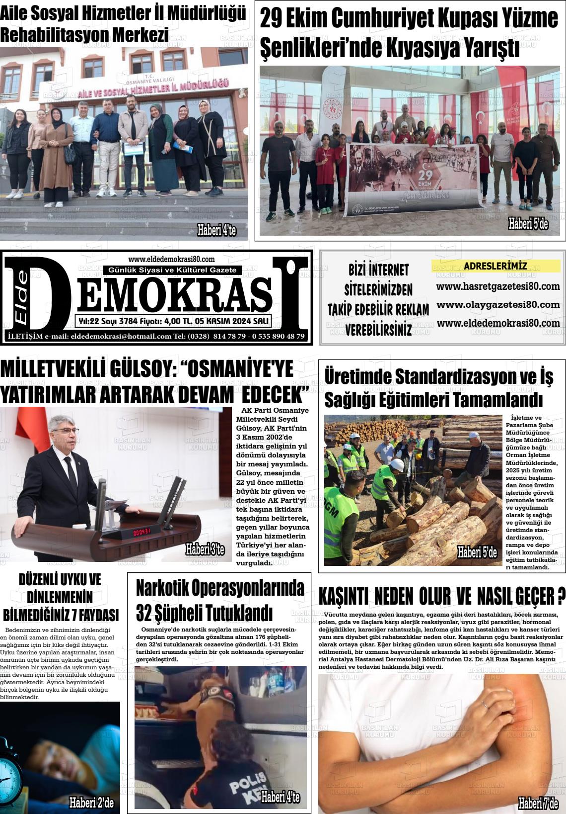 05 Kasım 2024 Elde Demokrasi Gazete Manşeti