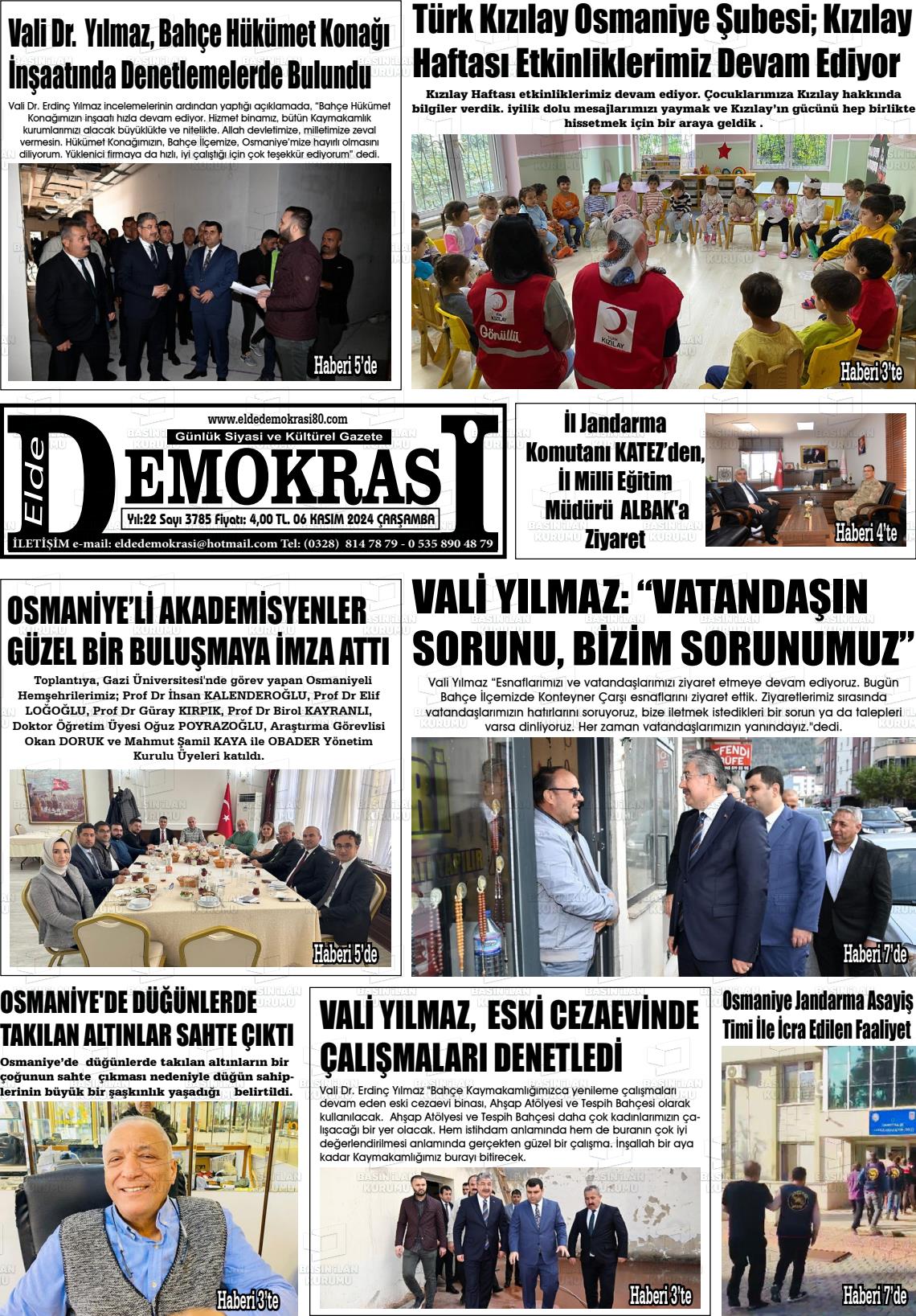 06 Kasım 2024 Elde Demokrasi Gazete Manşeti