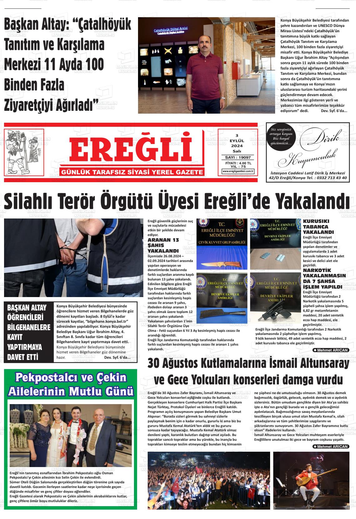 03 Eylül 2024 Ereğli Gazete Manşeti