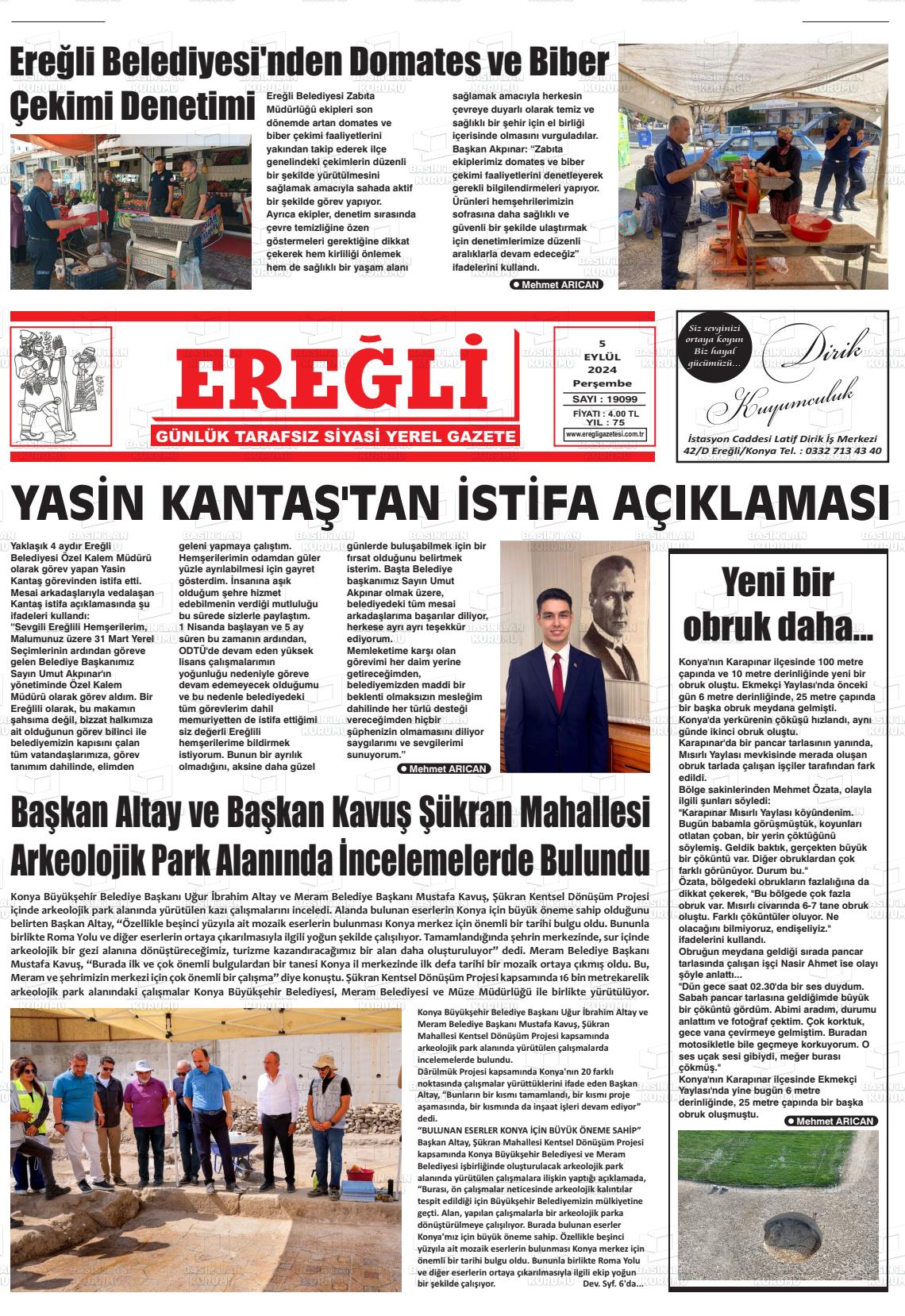 05 Eylül 2024 Ereğli Gazete Manşeti