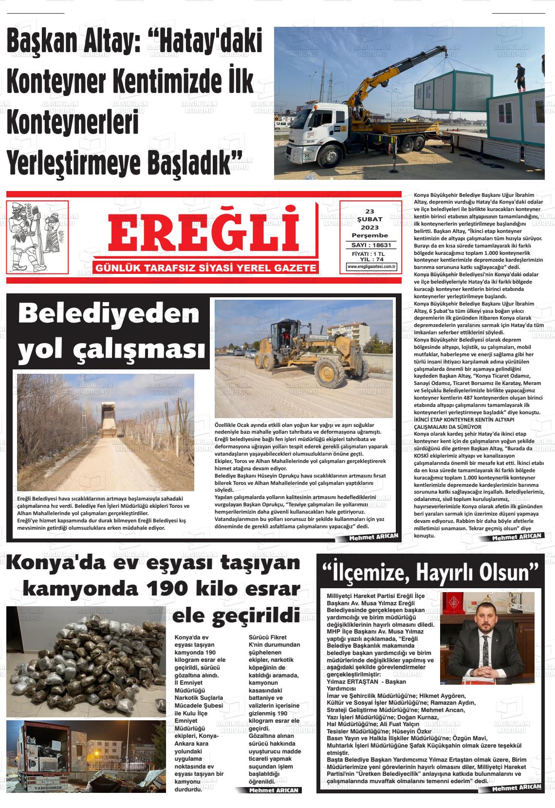 04 Mart 2023 Ereğli Gazete Manşeti