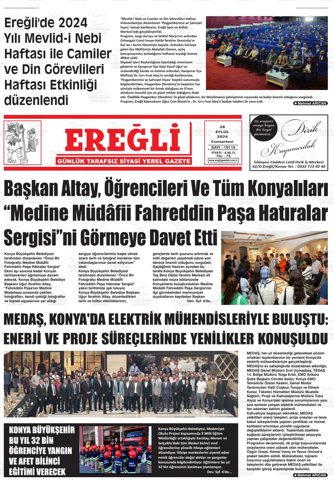 28 Eylül 2024 Ereğli Gazete Manşeti