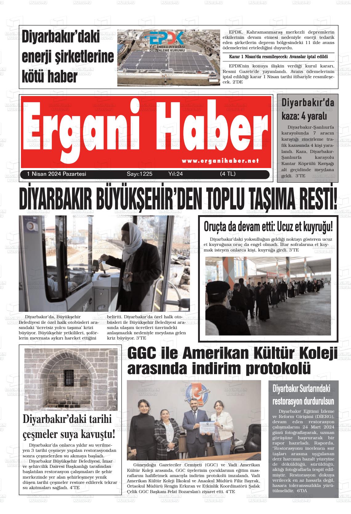 01 Nisan 2024 Ergani Haber Gazete Manşeti