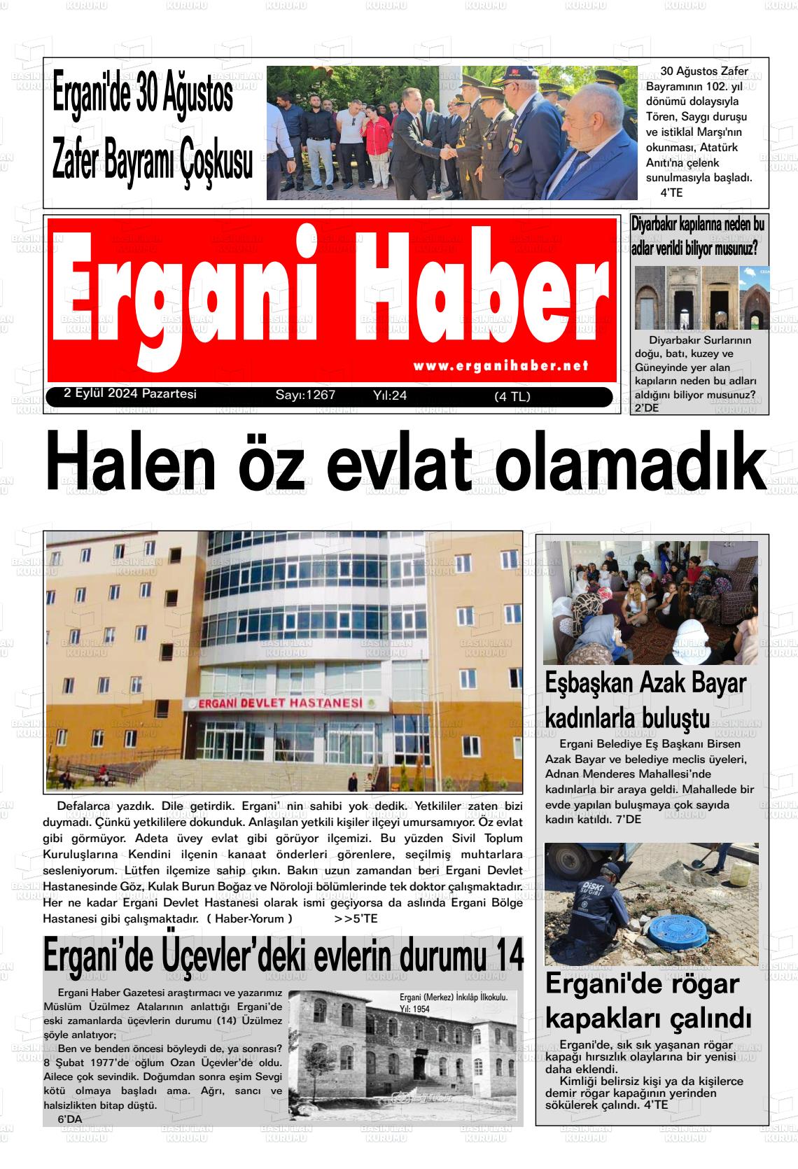 02 Eylül 2024 Ergani Haber Gazete Manşeti