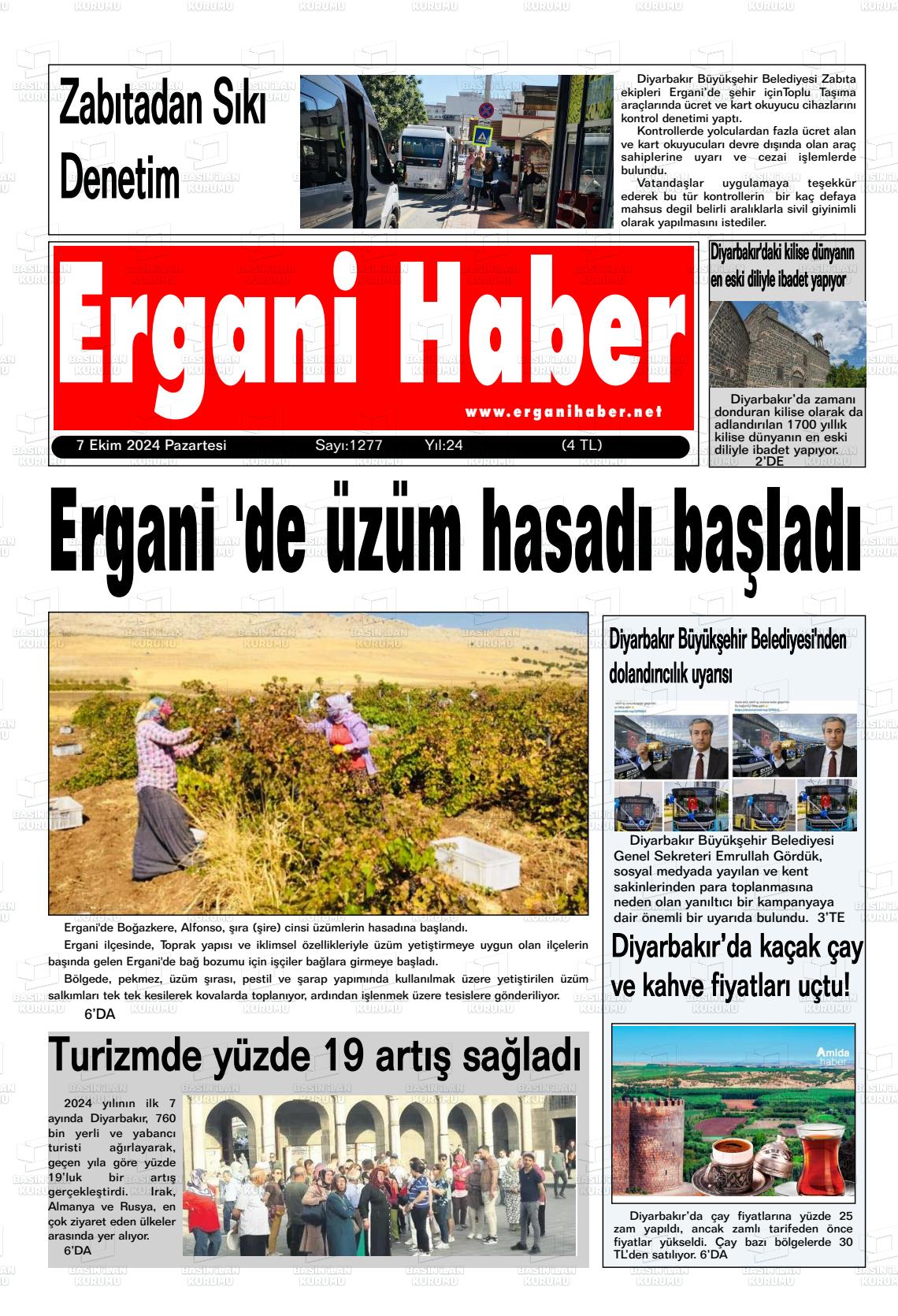 07 Ekim 2024 Ergani Haber Gazete Manşeti