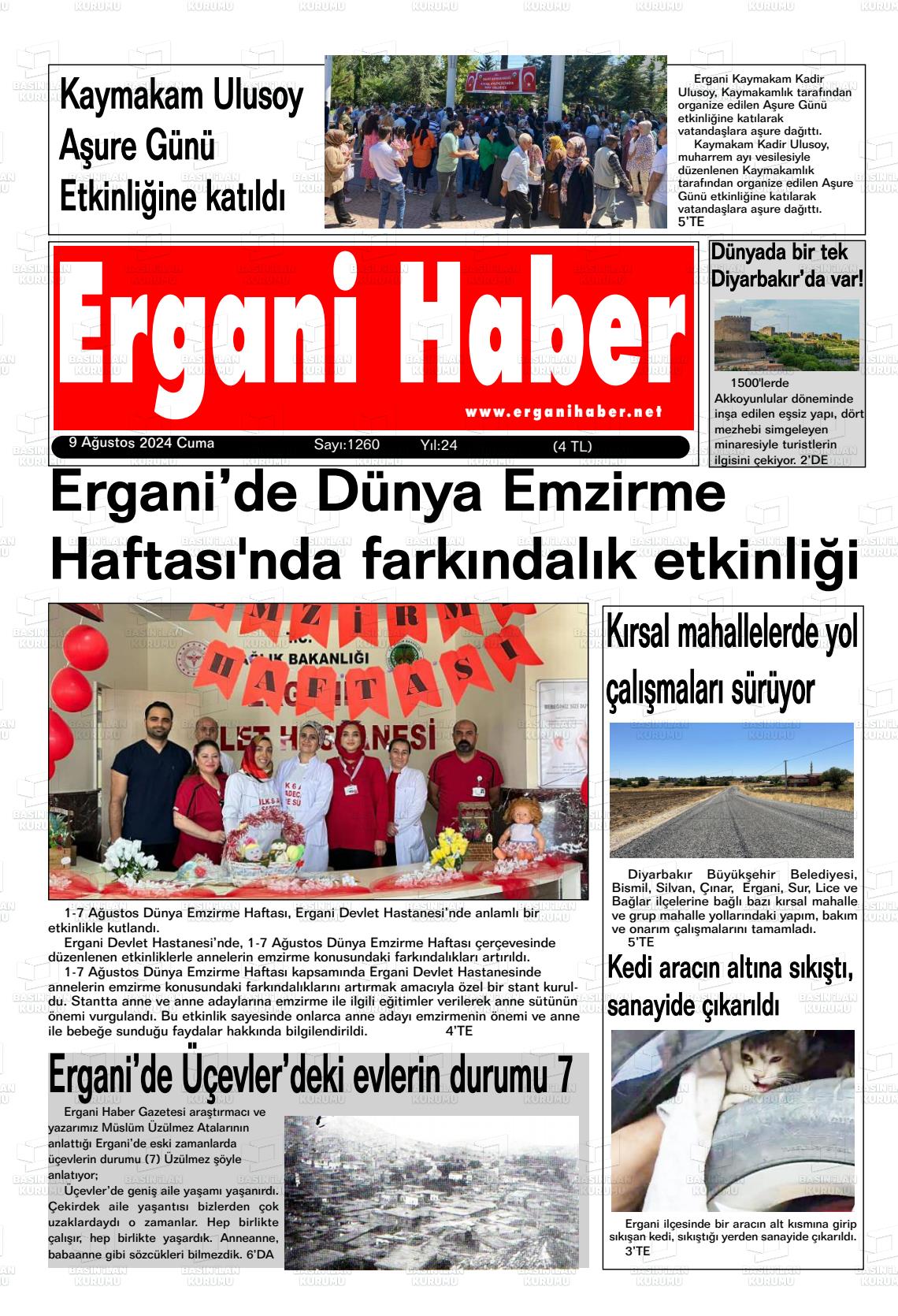 09 Ağustos 2024 Ergani Haber Gazete Manşeti