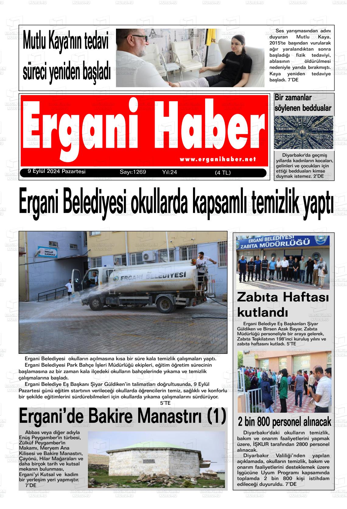 09 Eylül 2024 Ergani Haber Gazete Manşeti