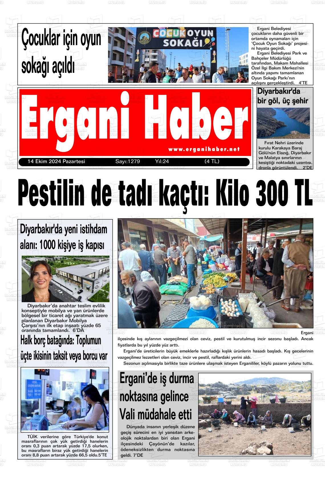 14 Ekim 2024 Ergani Haber Gazete Manşeti