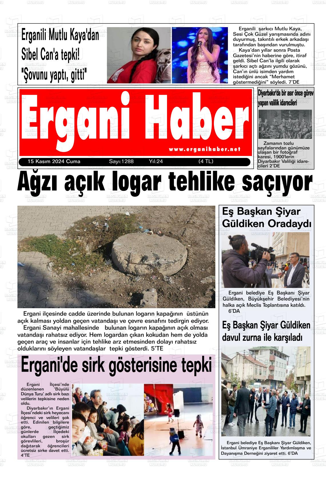 15 Kasım 2024 Ergani Haber Gazete Manşeti