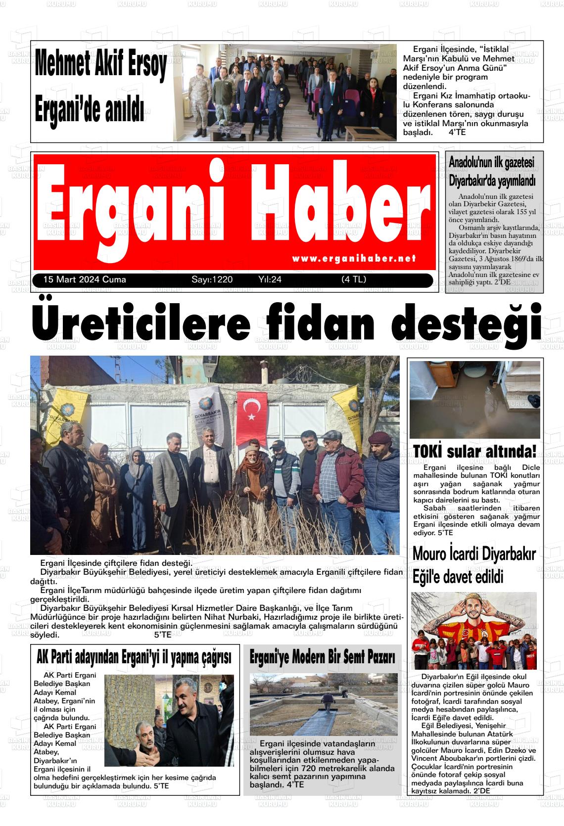 15 Mart 2024 Ergani Haber Gazete Manşeti