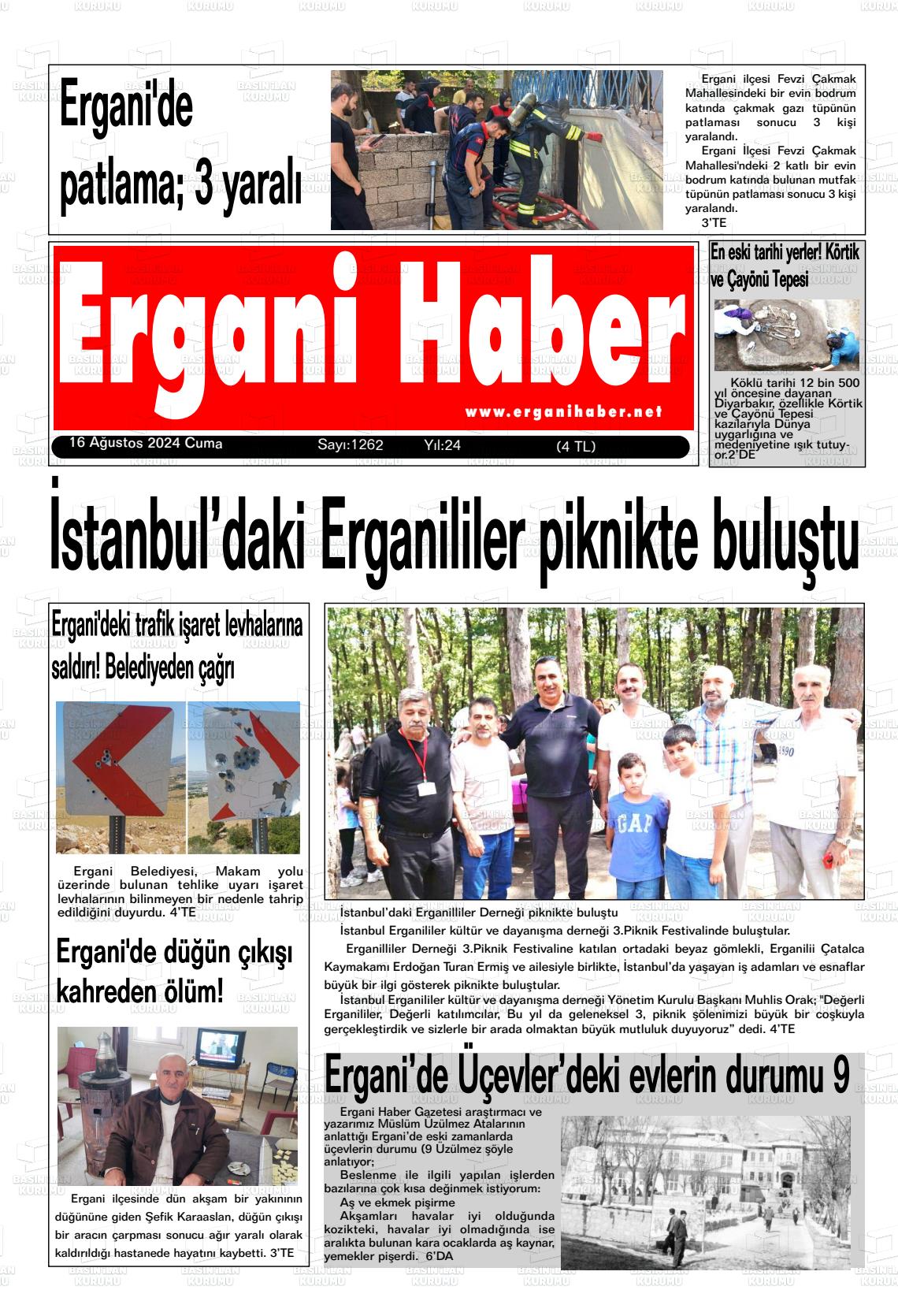 16 Ağustos 2024 Ergani Haber Gazete Manşeti