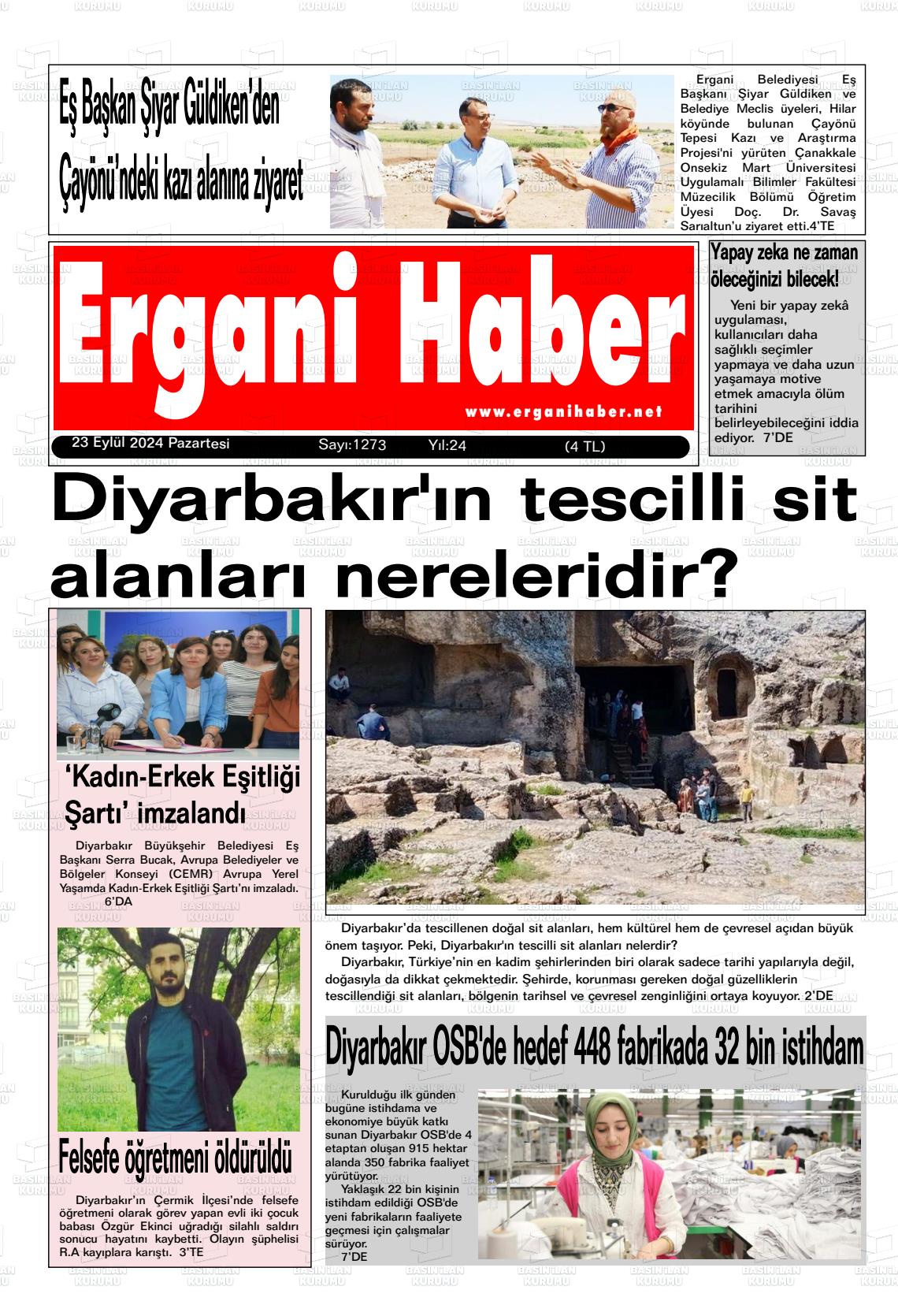 23 Eylül 2024 Ergani Haber Gazete Manşeti