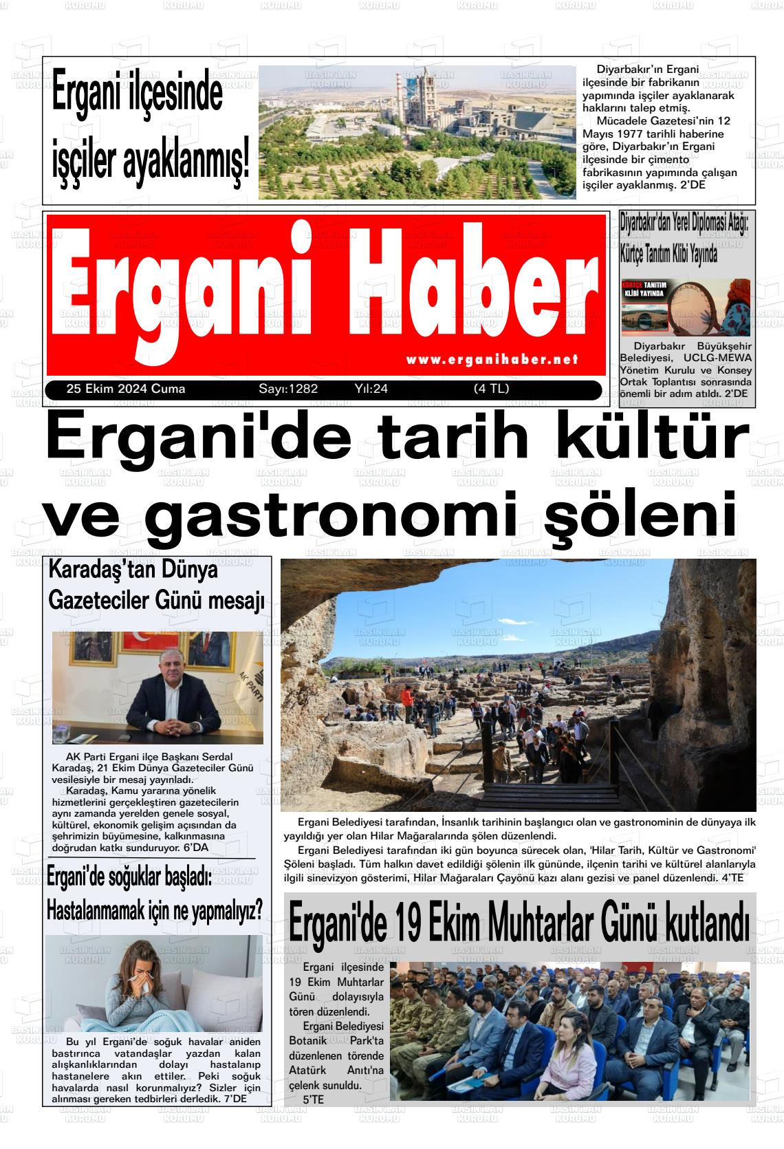 25 Ekim 2024 Ergani Haber Gazete Manşeti