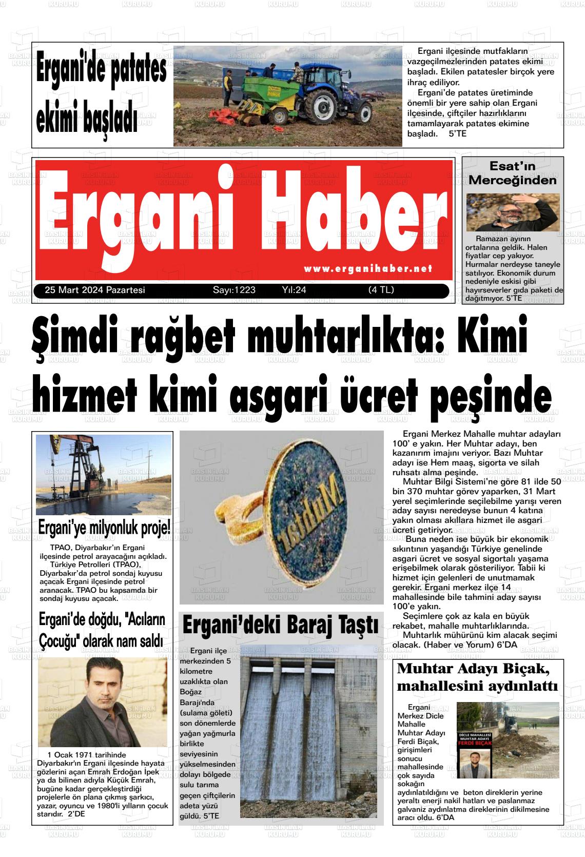 25 Mart 2024 Ergani Haber Gazete Manşeti