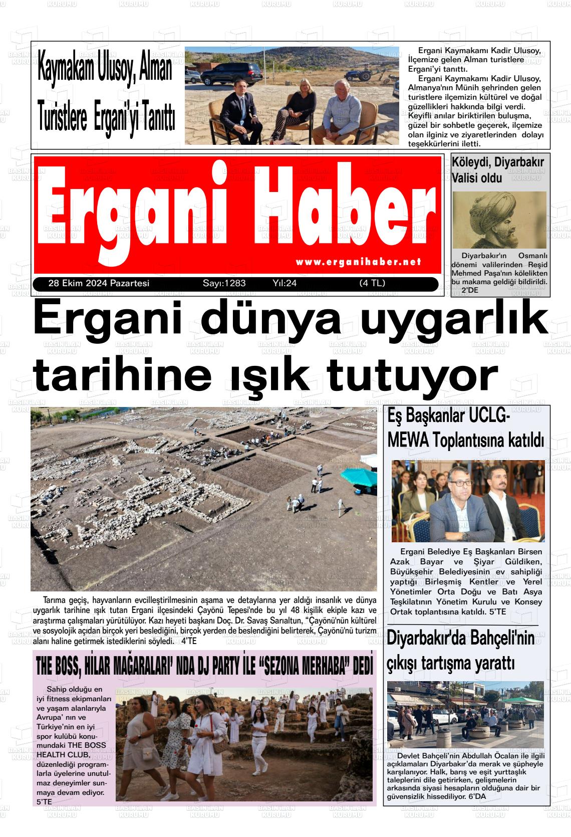 28 Ekim 2024 Ergani Haber Gazete Manşeti