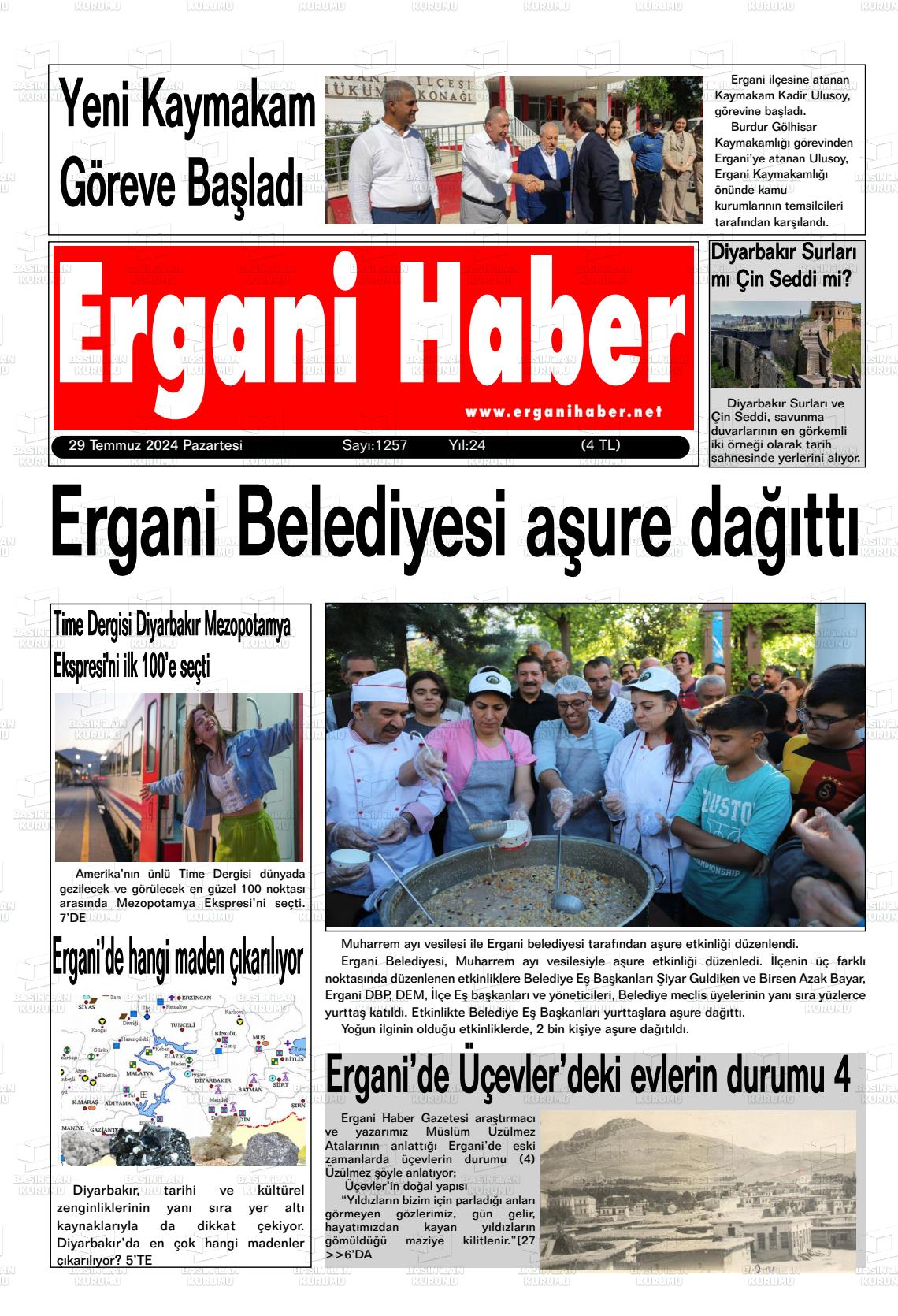 29 Temmuz 2024 Ergani Haber Gazete Manşeti