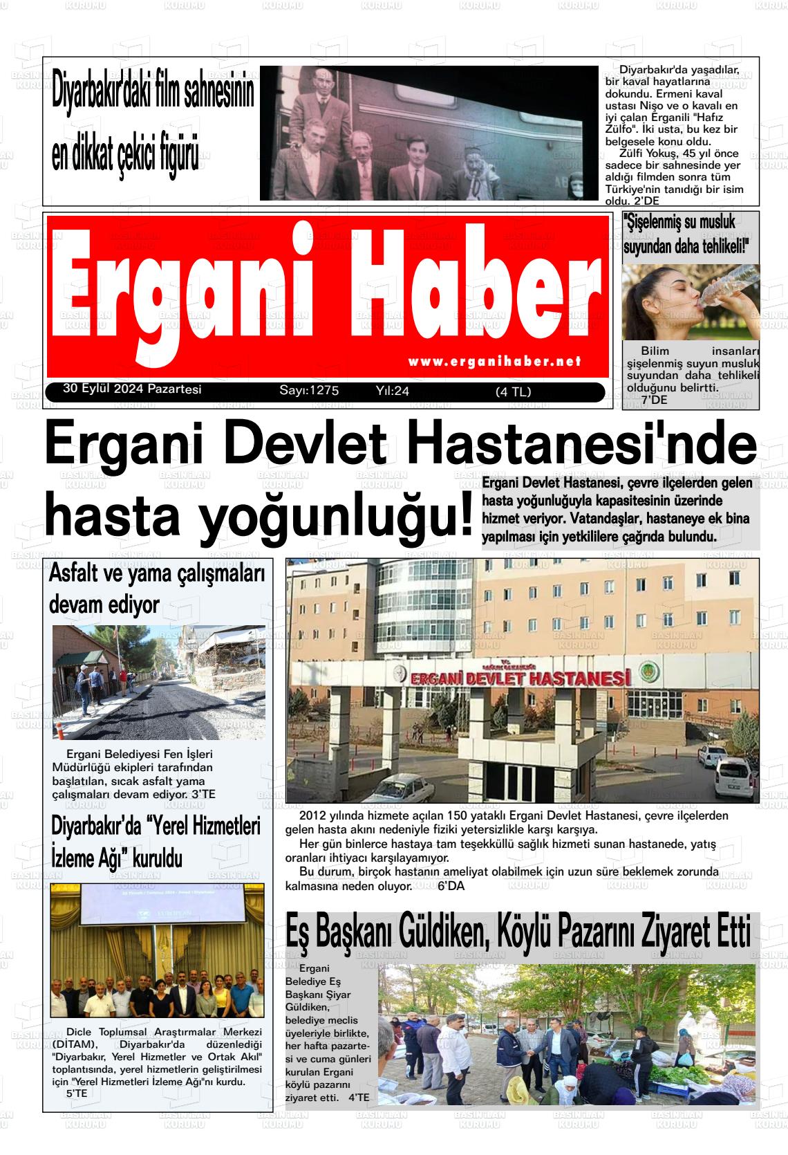 30 Eylül 2024 Ergani Haber Gazete Manşeti