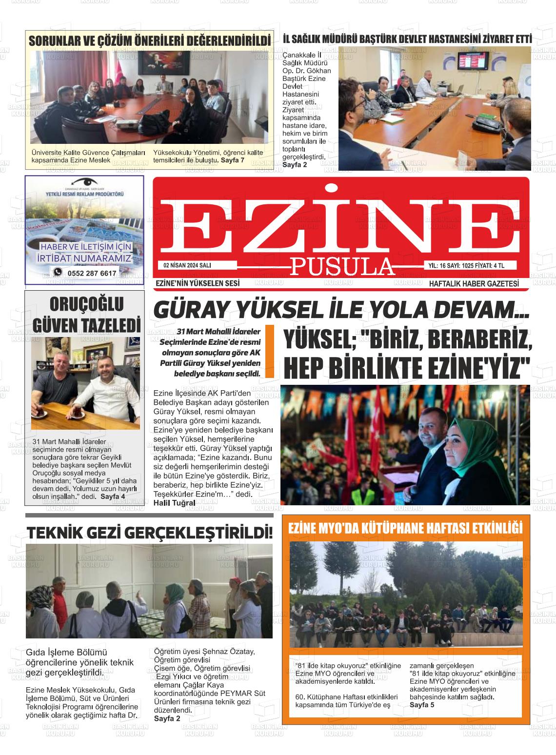 02 Nisan 2024 Ezine Pusula Gazete Manşeti