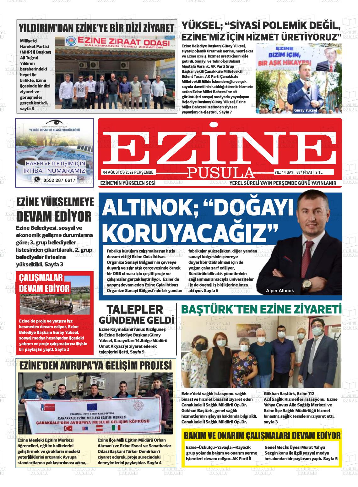 04 Ağustos 2022 Ezine Pusula Gazete Manşeti