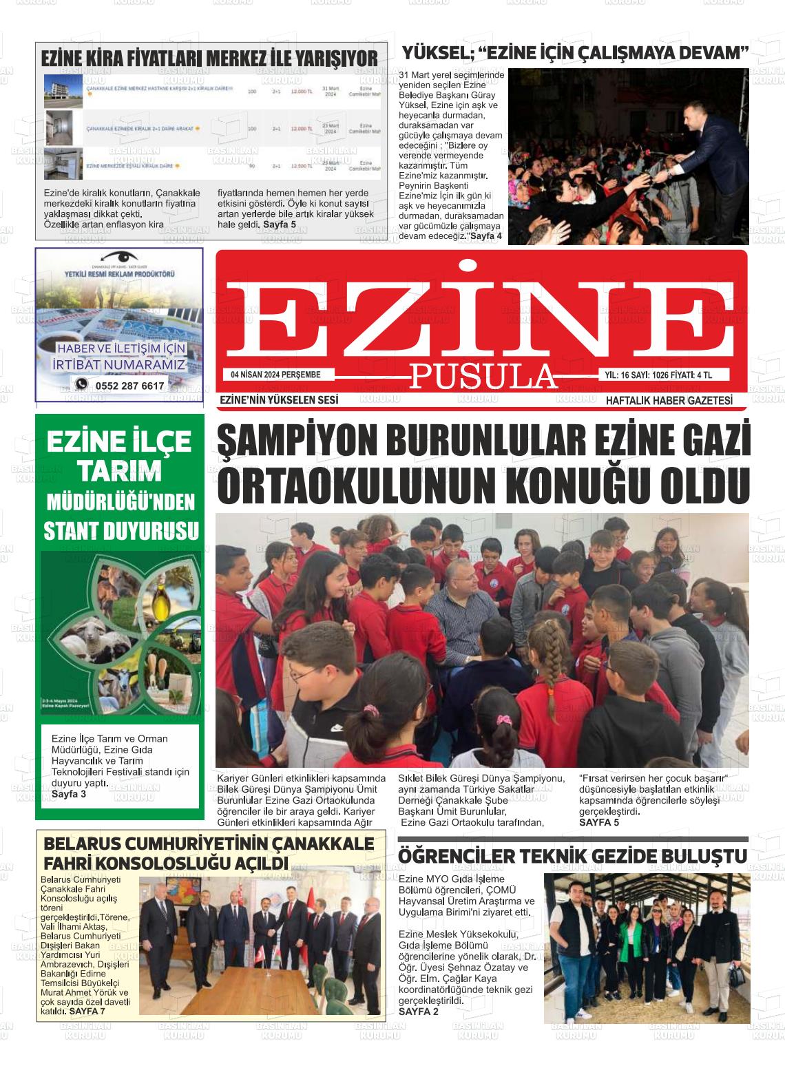 04 Nisan 2024 Ezine Pusula Gazete Manşeti