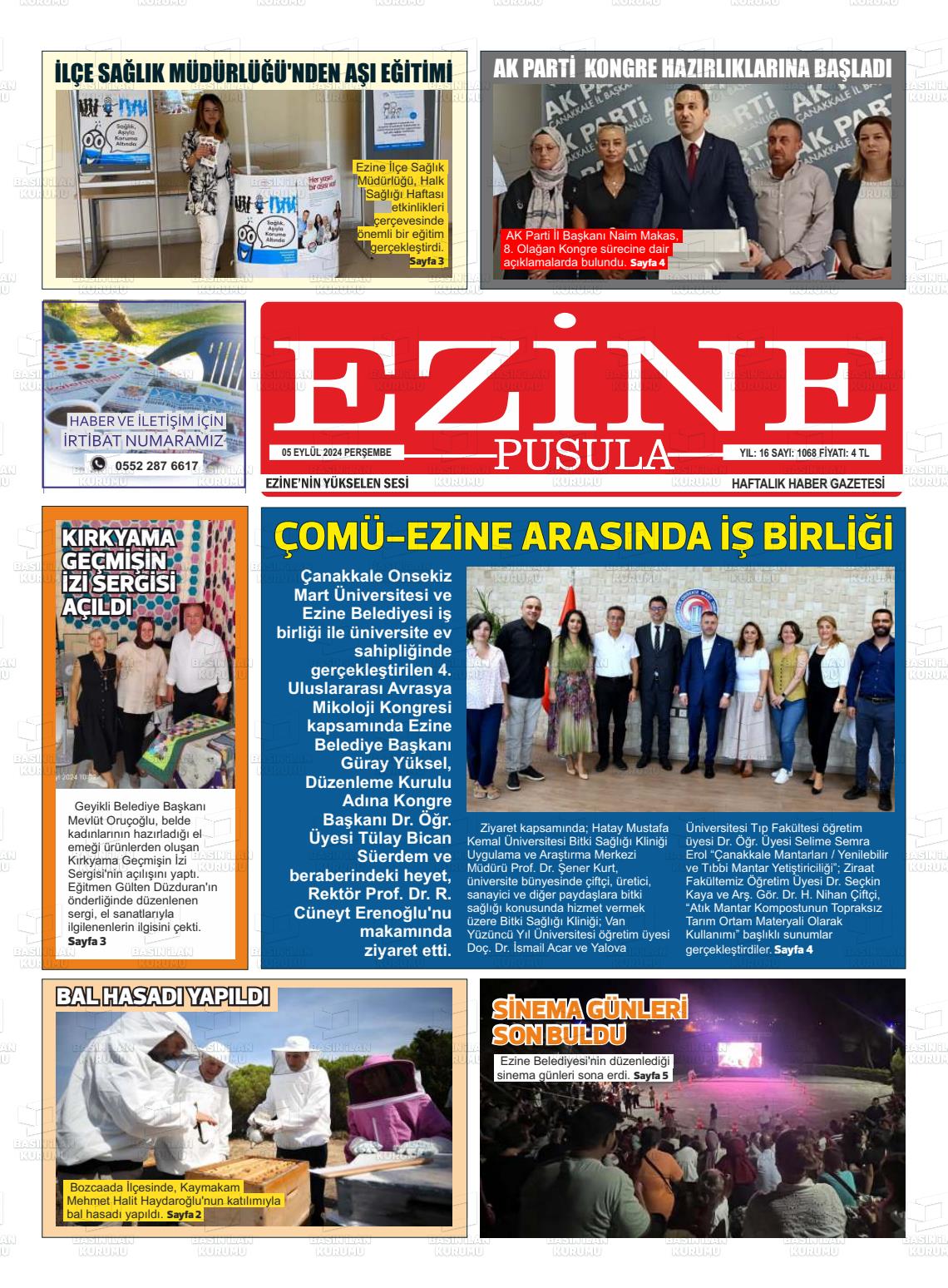 05 Eylül 2024 Ezine Pusula Gazete Manşeti