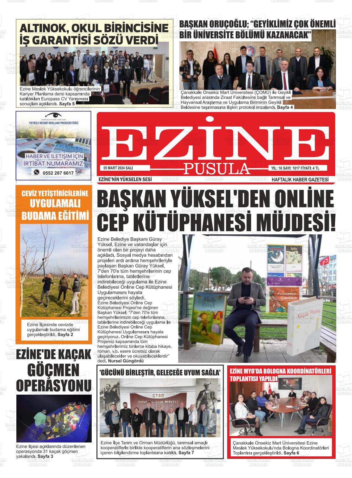 06 Mart 2024 Ezine Pusula Gazete Manşeti