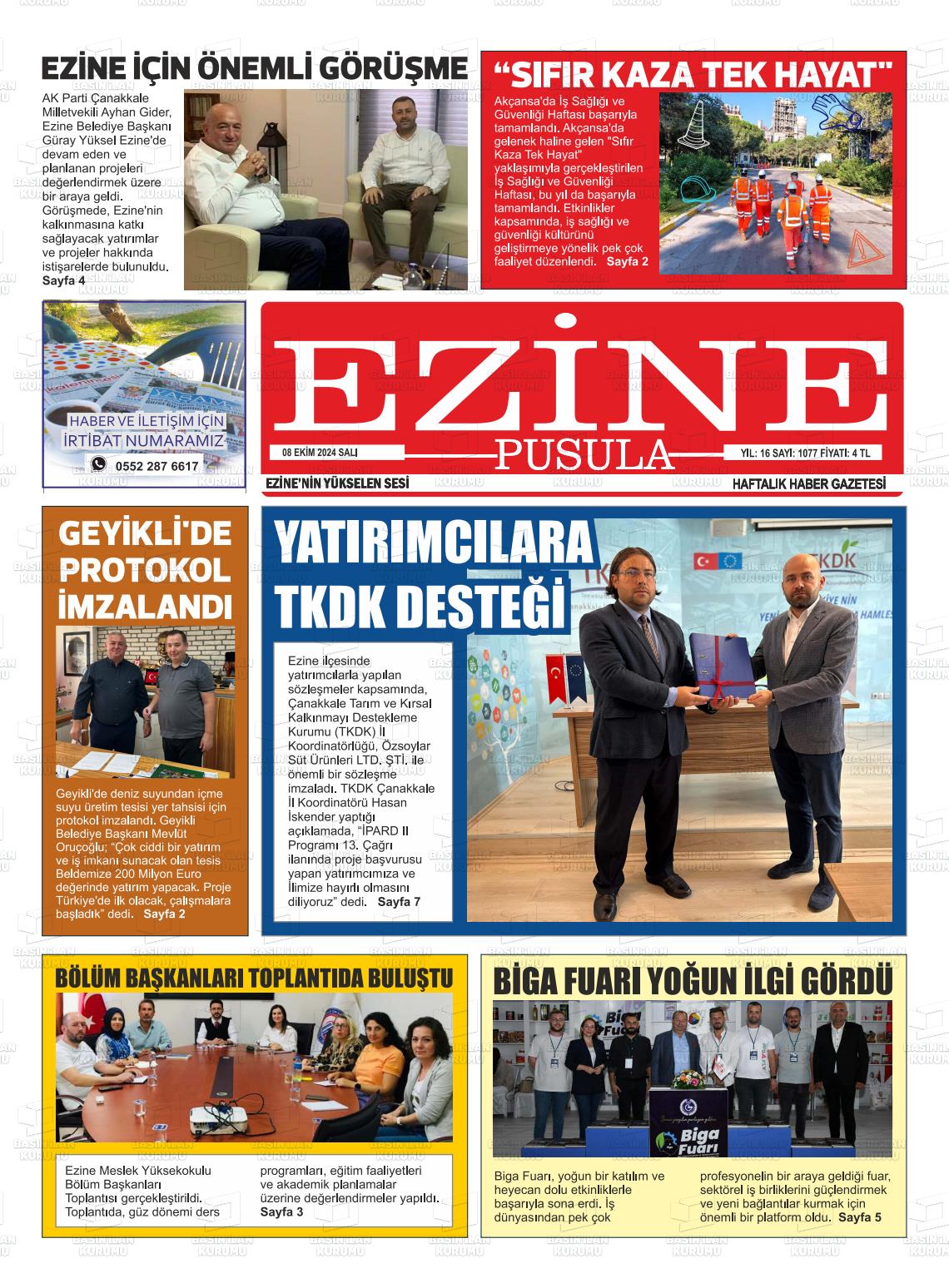 08 Ekim 2024 Ezine Pusula Gazete Manşeti