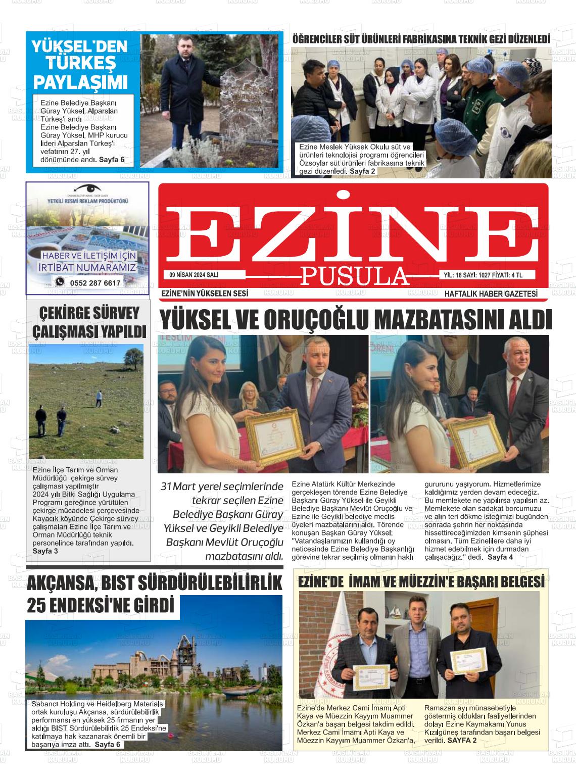 09 Nisan 2024 Ezine Pusula Gazete Manşeti